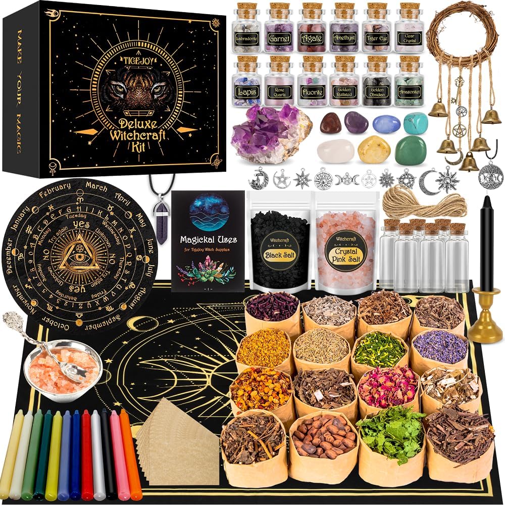 TigeJoy All in One Witchcraft Supplies Witch Stuff Spell Kit 88 PCS, Wiccan Supp...