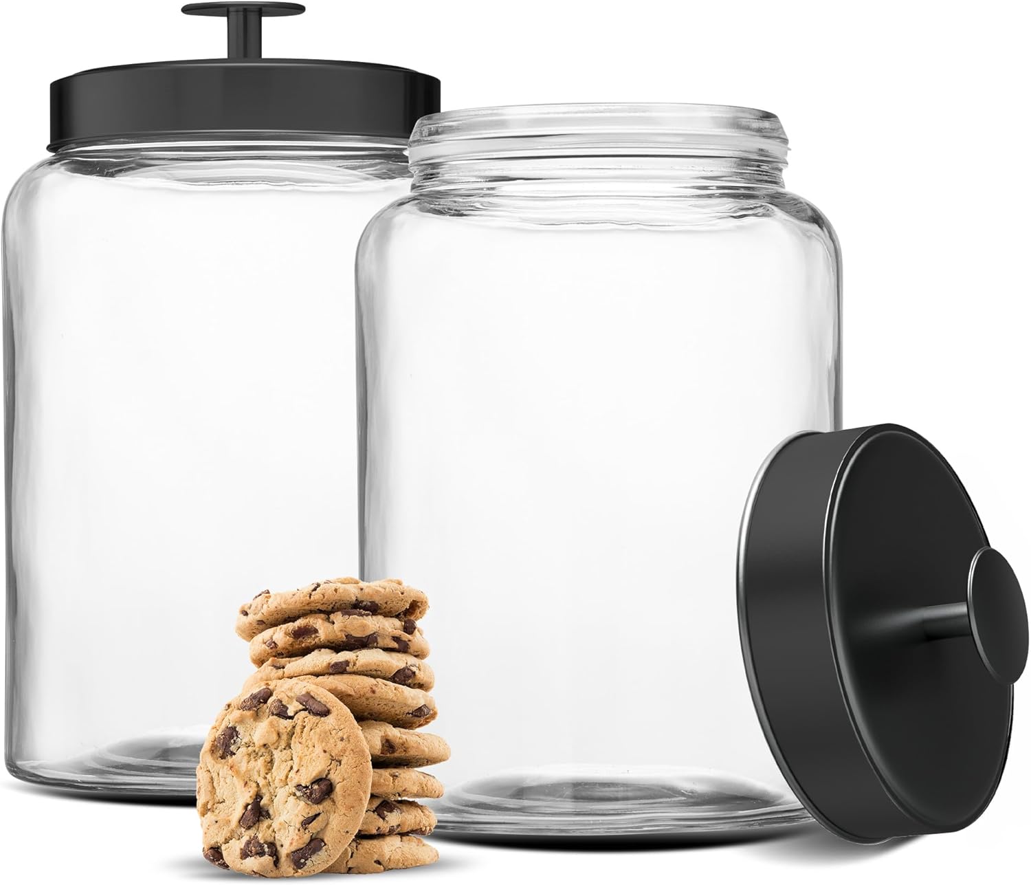 KooK Glass Storage Containers with Lids, Glass Jar with Lid, 1 Gallon, Set of 2,...