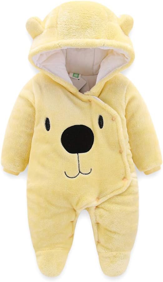 ALLAIBB Baby Newborn Snowsuit Winter Hooded Footie Fleece Jumpsuit for Infant Gi...