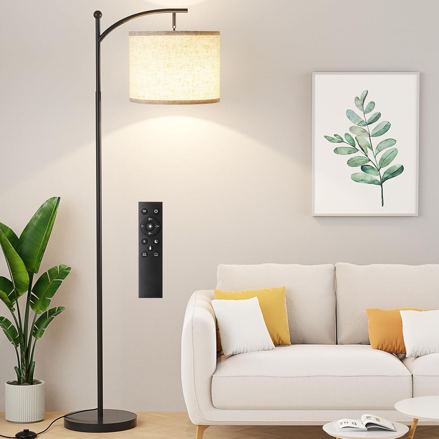 Ambimall Floor Lamp with Remote Control and Stepless Dimmable Bulb, Colors Tempe...
