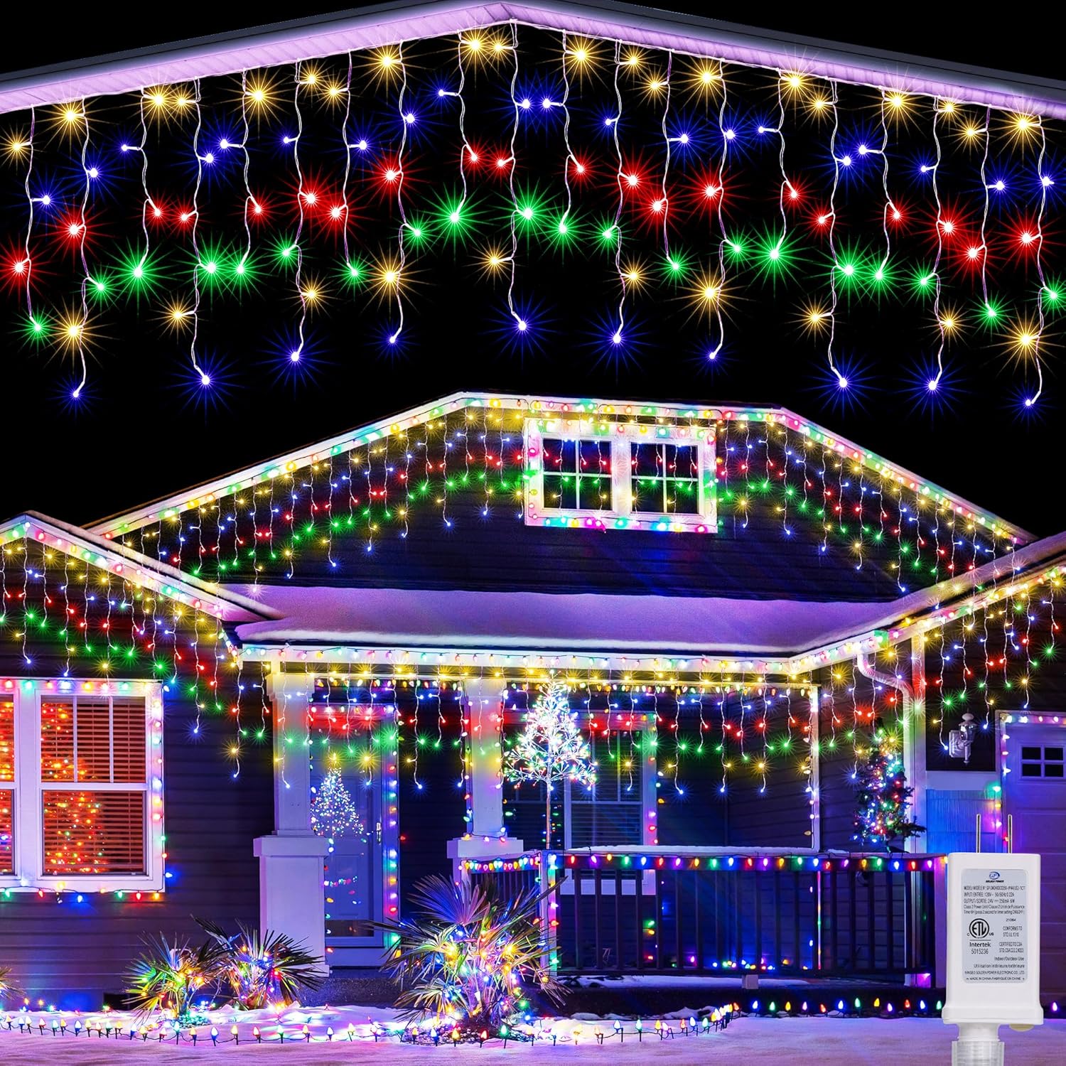 Joomer Christmas Icicle Lights, 32Ft 8 Modes Waterproof Christmas Icicle String...