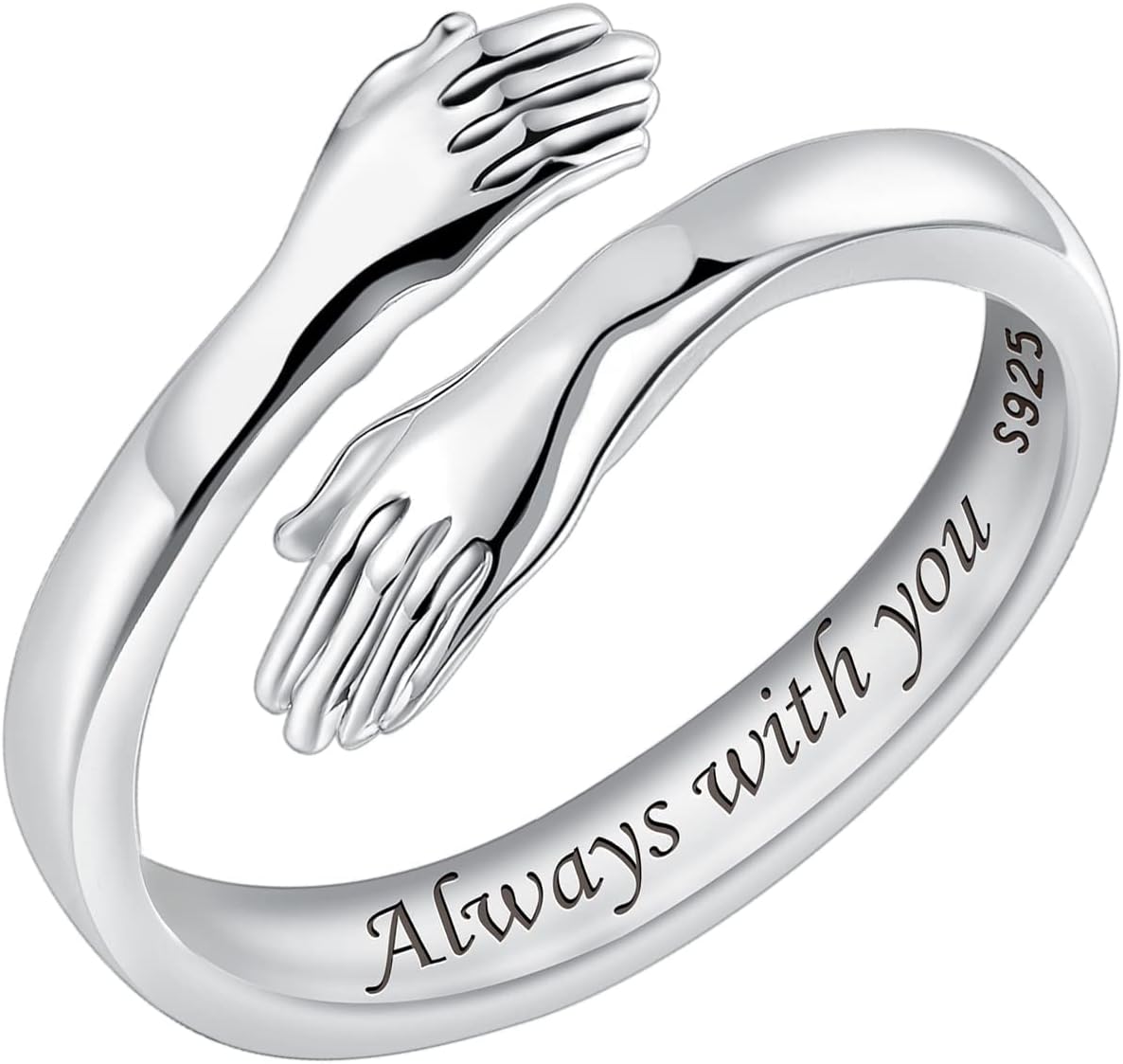 925 Sterling Silver Hug Rings for Women, I Love You Forever Love You Mother Gift...