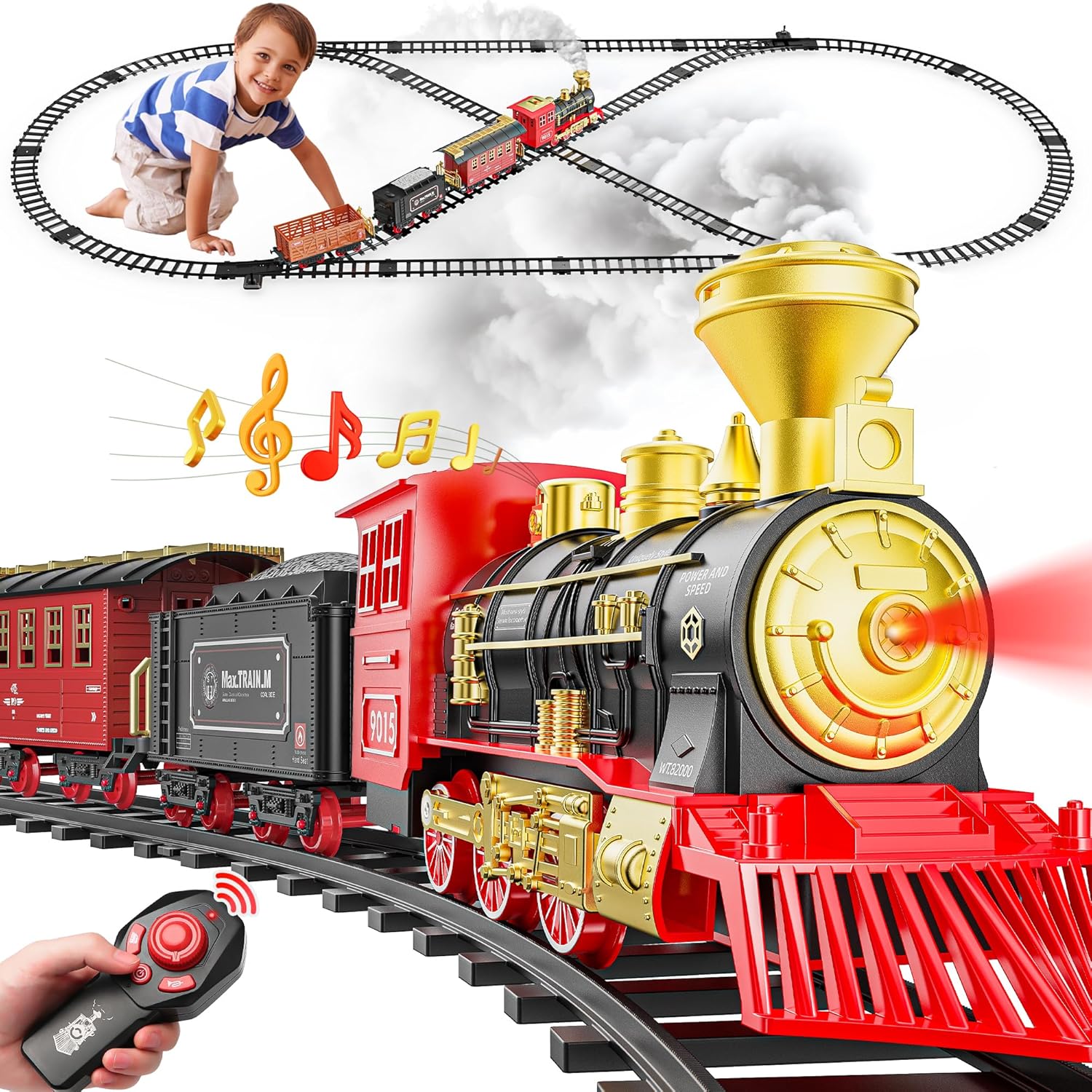 Hot Bee Train Set, Remote Control Train Toys with Luxury Tracks, Christmas Train...