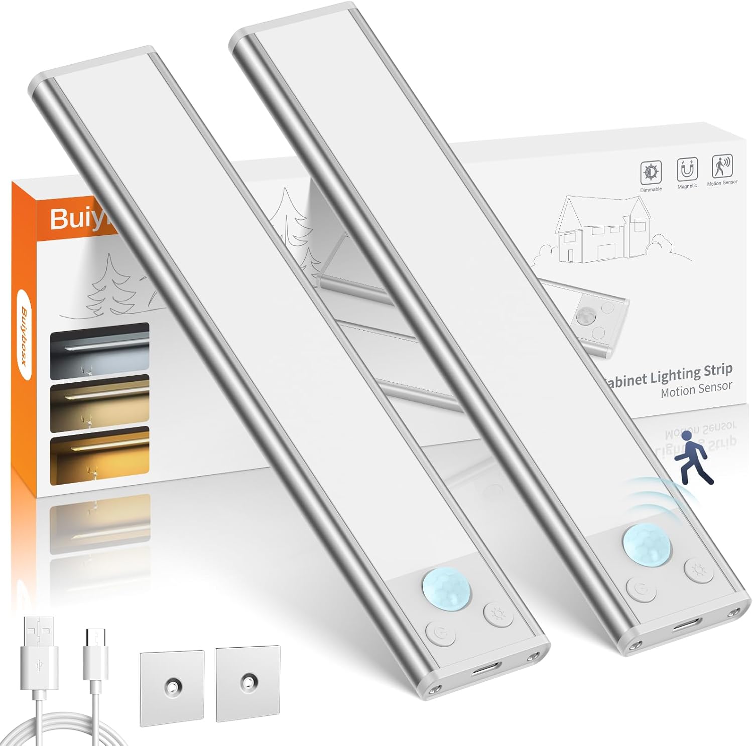 Under Cabinet Lighting, Special 68-LED Rechargeable Battery Operated Motion Sens...