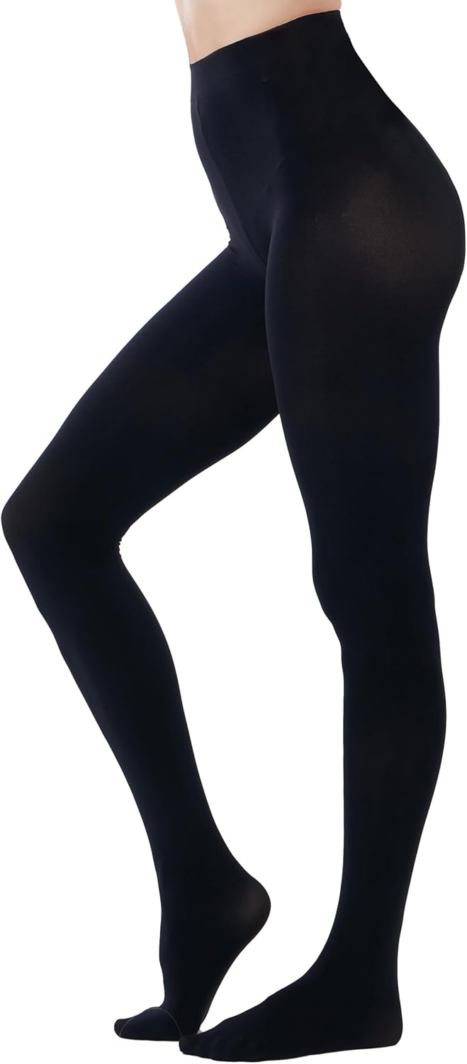 HeyUU Women's 80 Denier Soft Opaque Tights, High Waist Solid Color Footed Pantyh...