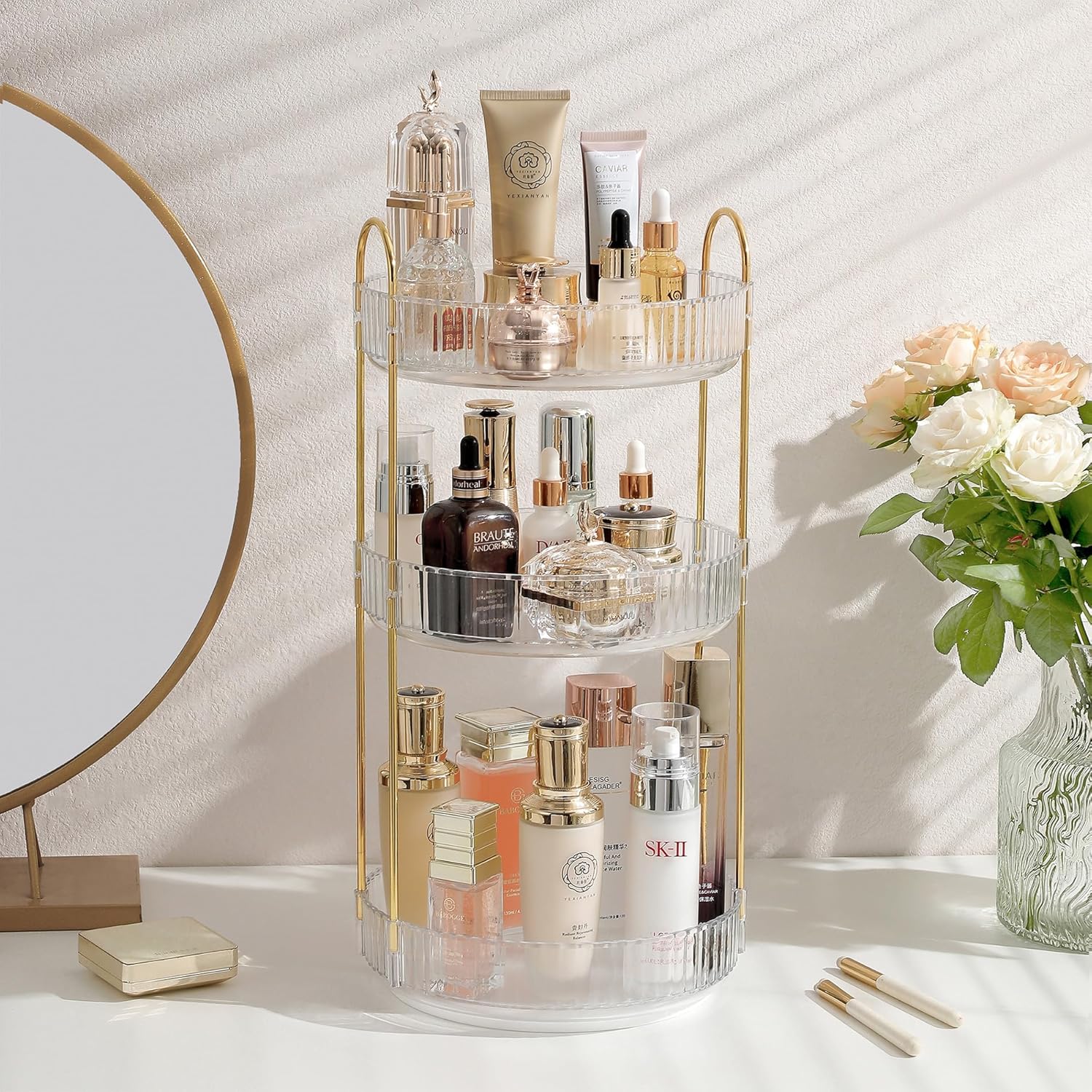 Aveniee Rotating Makeup Organizer for Vanity, Perfume Skincare Organizers Make U...