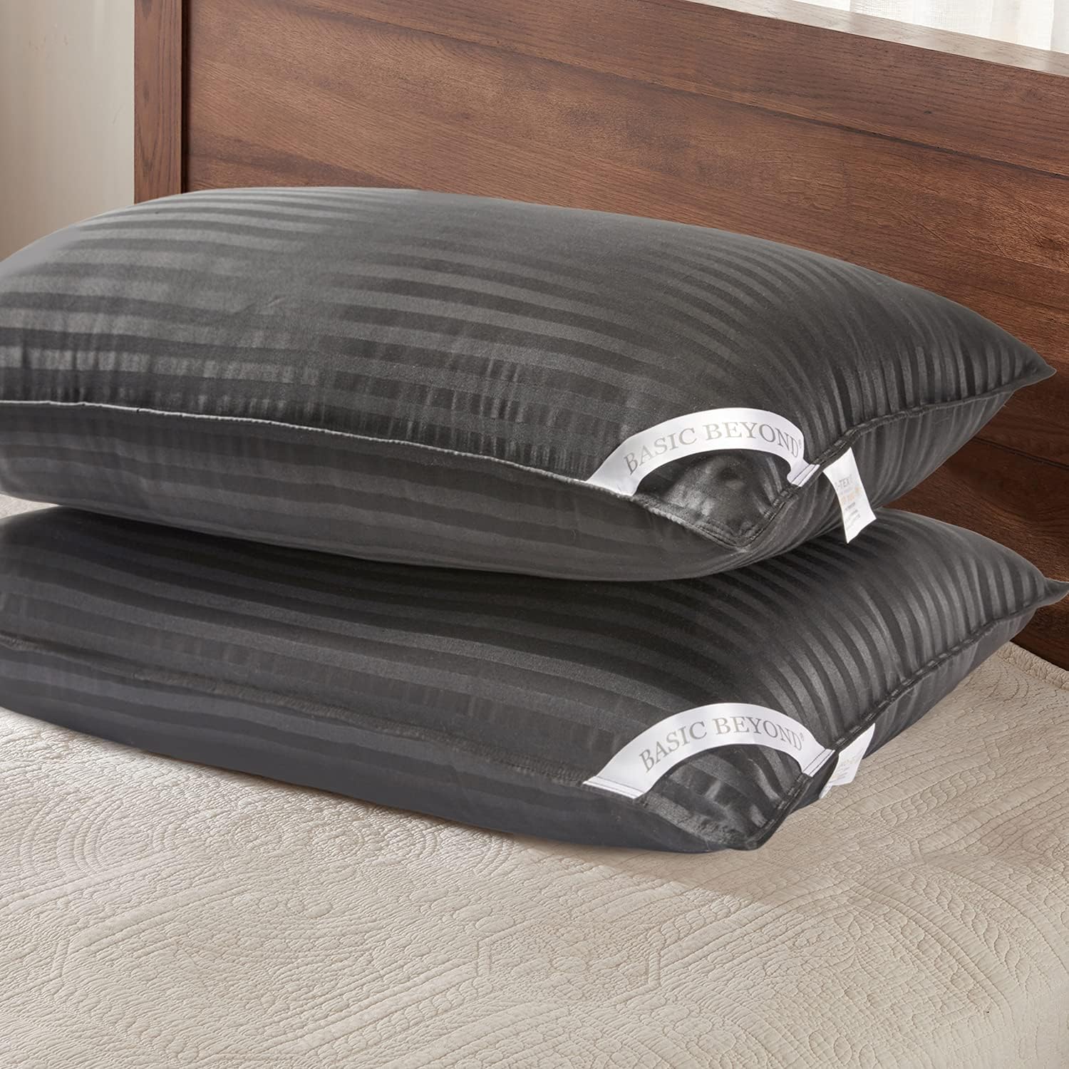 Basic Beyond Bed Pillows, Special Standard Size Pillows Set of 2, Luxury Hotel C...