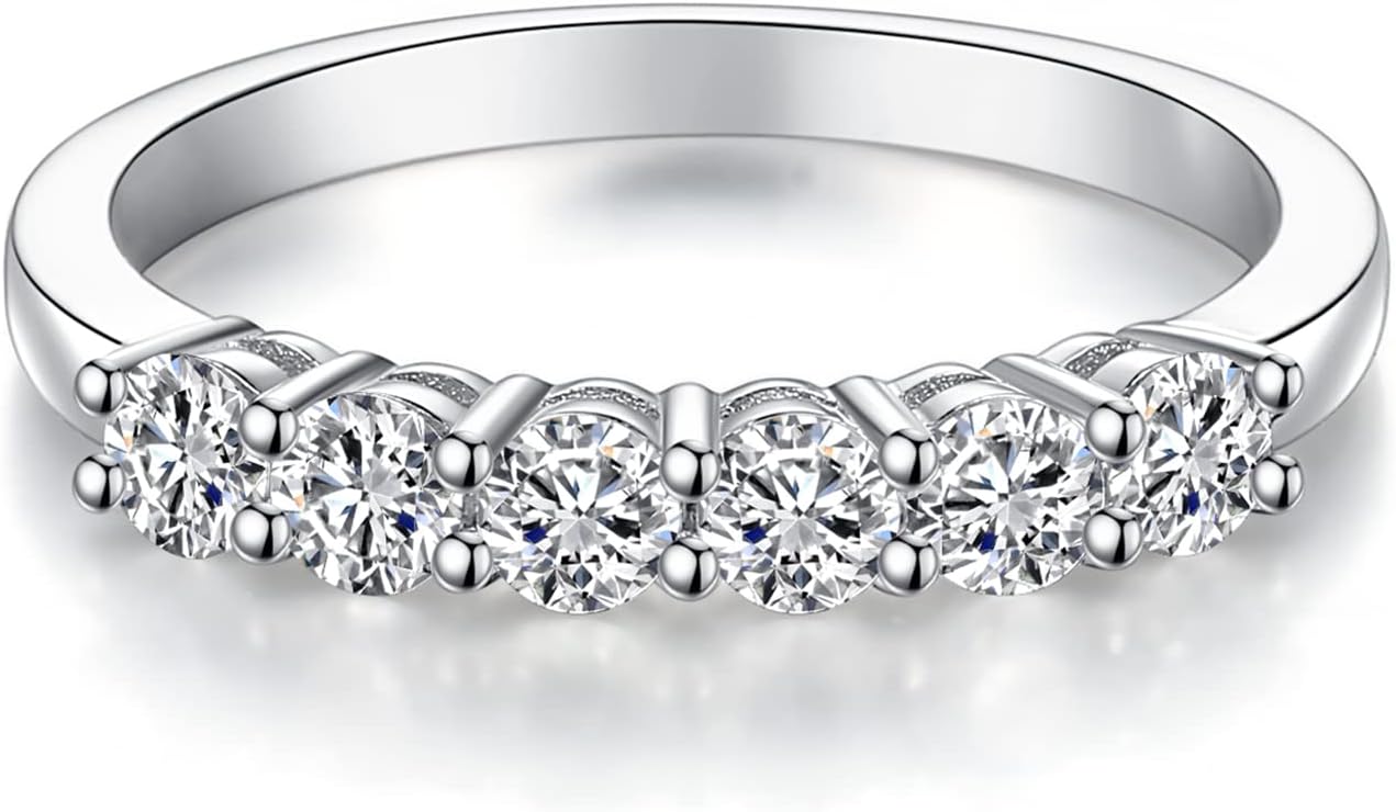 IMOLOVE Moissanite Wedding Band, Special Eternity Bands Moissanite Wedding Rings...