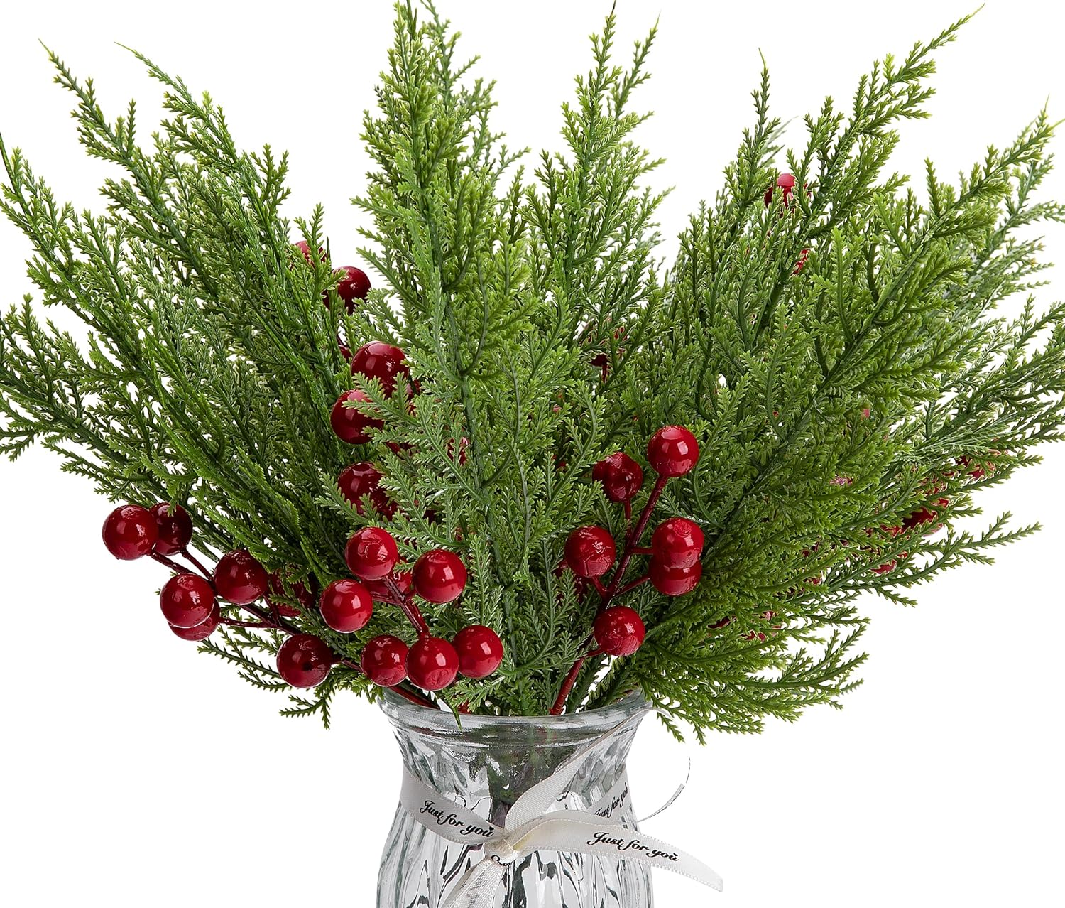 60 Pcs/Set Christmas 3D Artificial Pine Branches- 12.5 Inch Faux Evergreen Cedar...