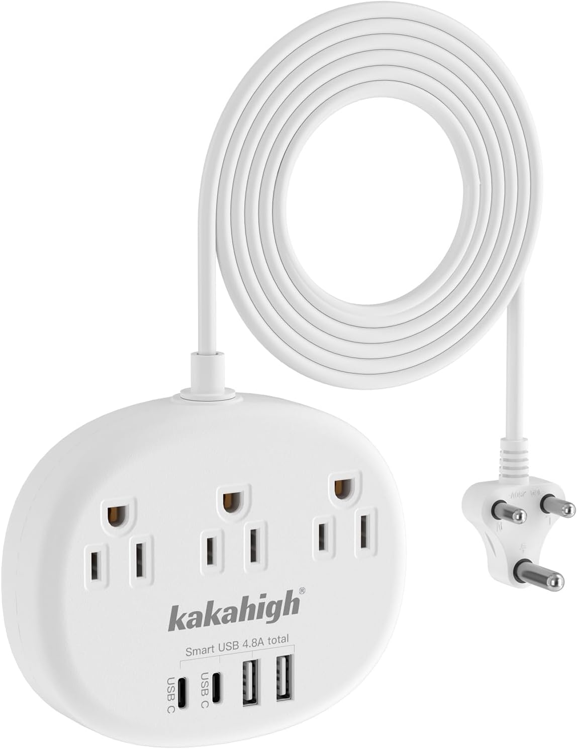 India to US Plug Adapter, India Plug Adapter with 3 American Outlets 4 USB Ports...