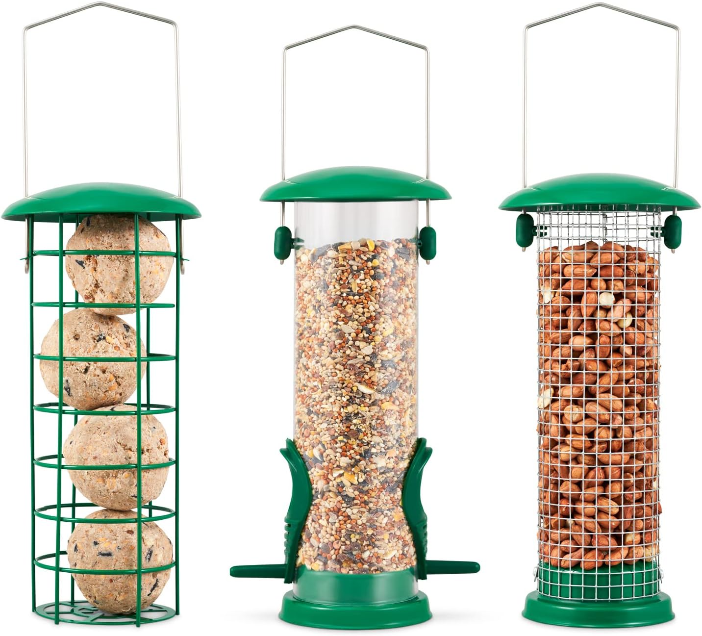 SA Products 3-Pack Metal Bird Feeder - Squirrel-Proof Hanging Bird Feeder Statio...