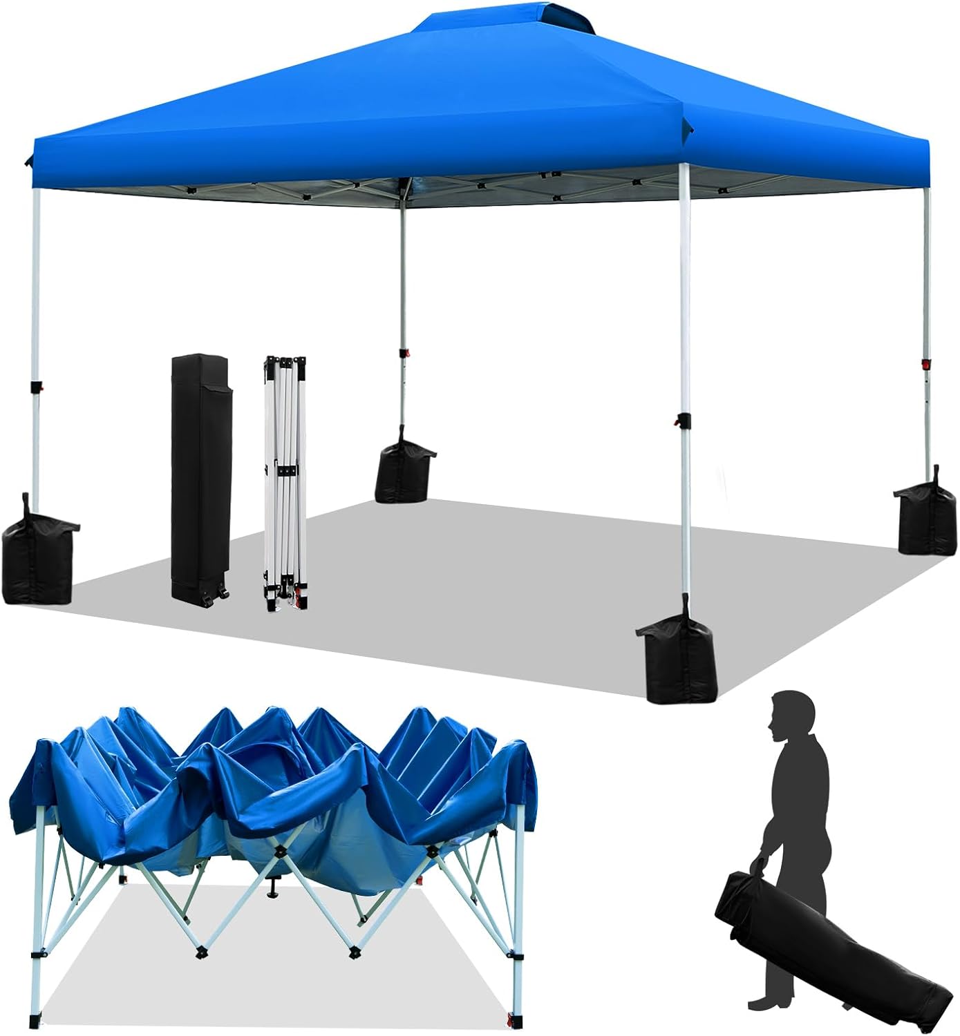 WEIZE Pop up Canopy Tent 10x10ft, 1-Button Push Setup, Instant Portable Shelter,...