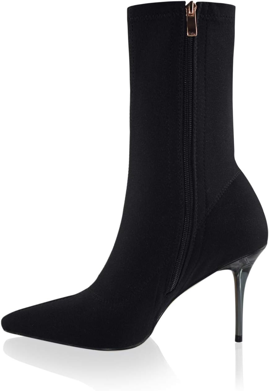 Vivianly Stretch Pointed Toe Sock Booties, Special Mid-Calf Ankle Boot, Innovati...