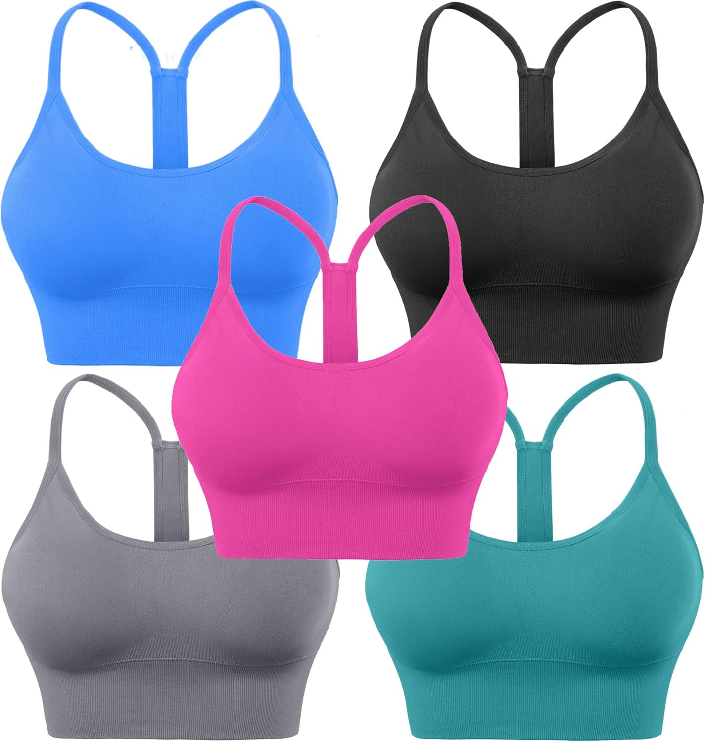 Evercute Racerback Sports Bras Padded Y Racer Back Cropped Bras for Yoga Workout...