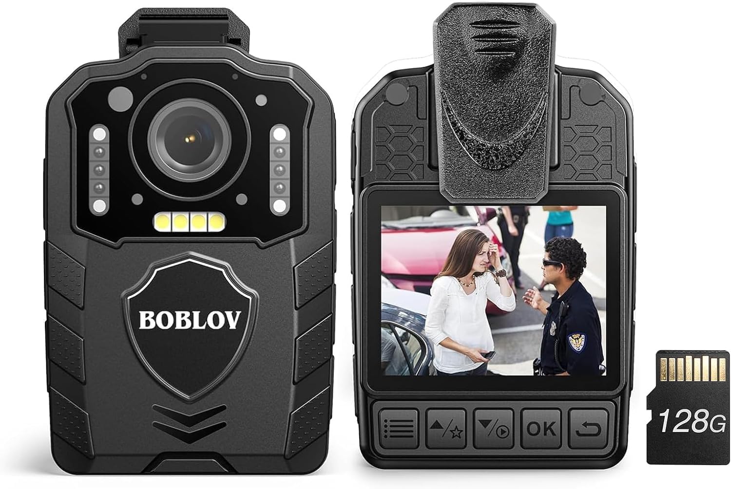 BOBLOV KJ25 1080P 128GB Body Camera, Built-in 3000mAh Large Battery for 13 Hours...