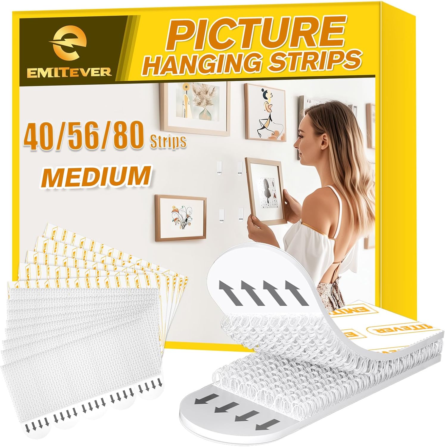 EMITEVER Picture Hanging Strips Heavy Duty, Damage Free Hanging Picture Hangers...