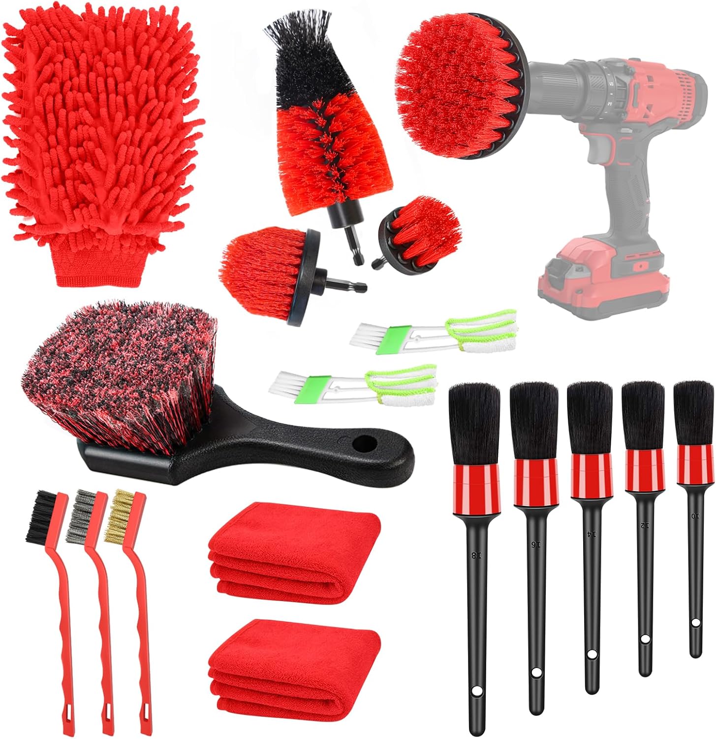 Car Detailing Kit, 18Pcs Reliable Car Cleaning Kit Includes Various of Soft-bris...
