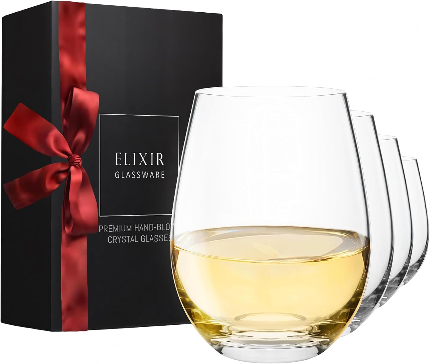 ELIXIR GLASSWARE Stemless Wine Glasses, Premium Crystal Wine Glass Set, Special...