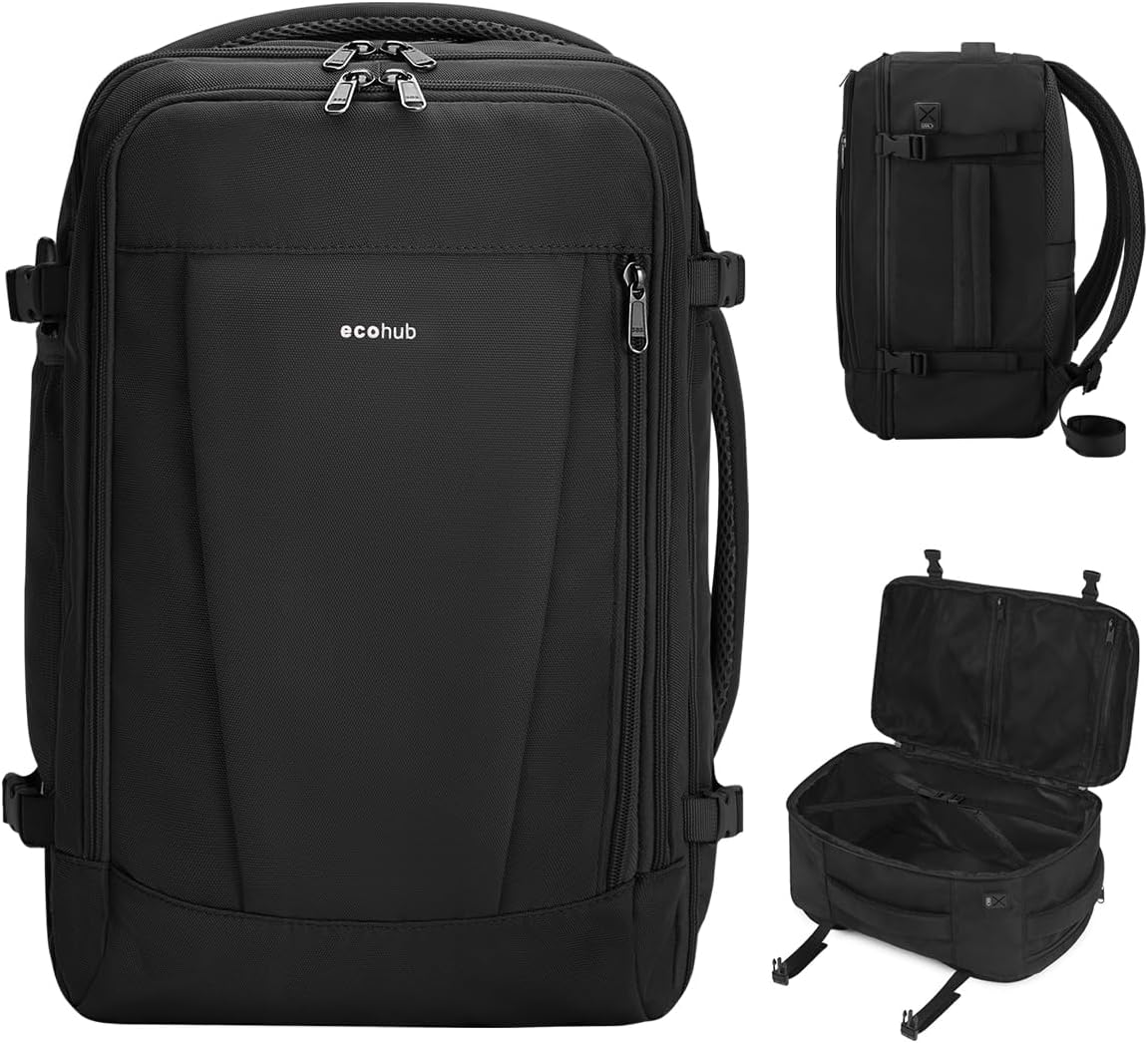 ECOHUB 17'' Travel Backpack, Personal Item Backpack with 13 Pockets, Flight Appr...