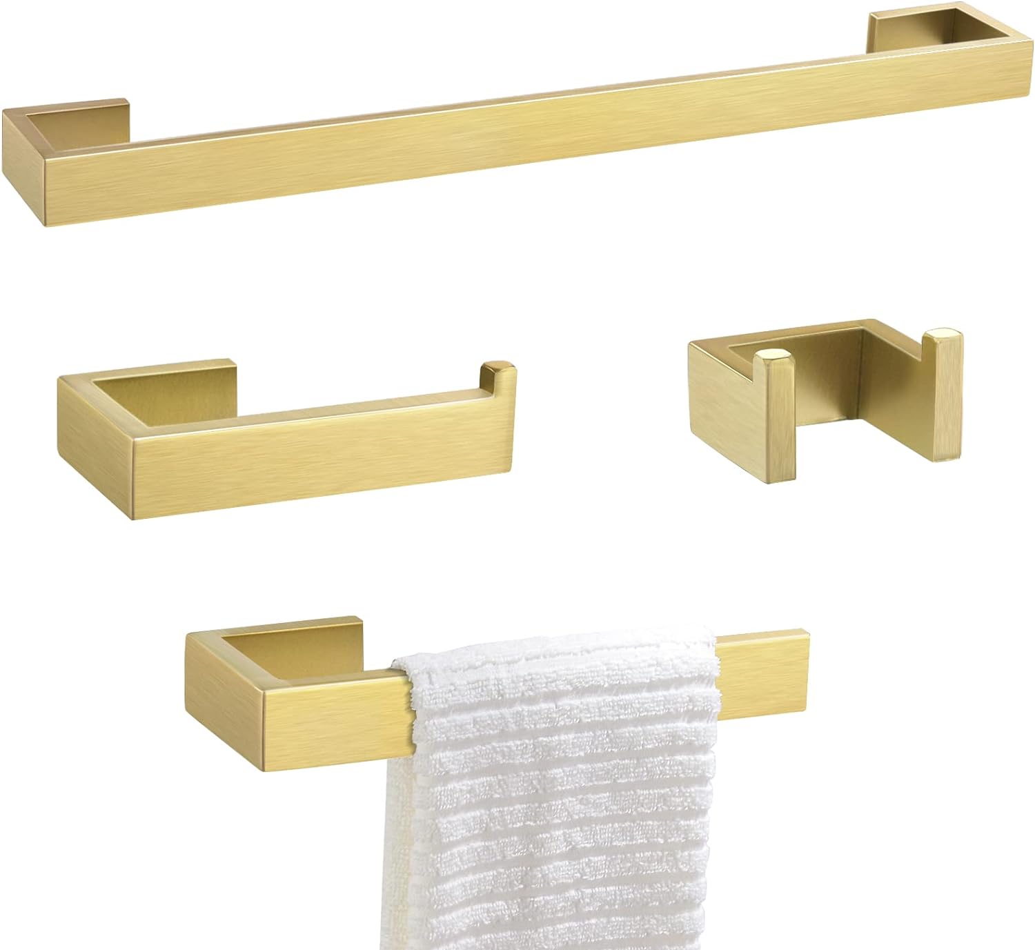 Gold Towel Bar Set, Premium Bathroom Hardware Set with 4 Pieces, Special Wall Mo...