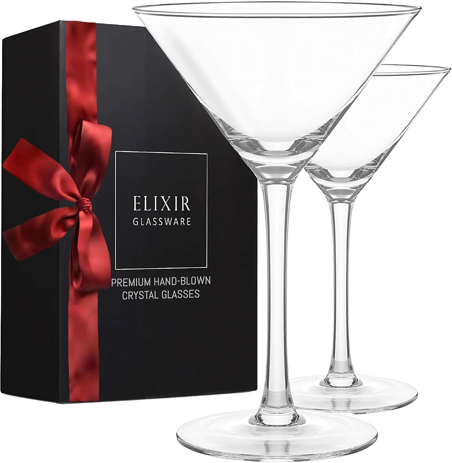 ELIXIR GLASSWARE Martini Glasses Set of 2-9 oz - Hand Blown Crystal Martini Glas...