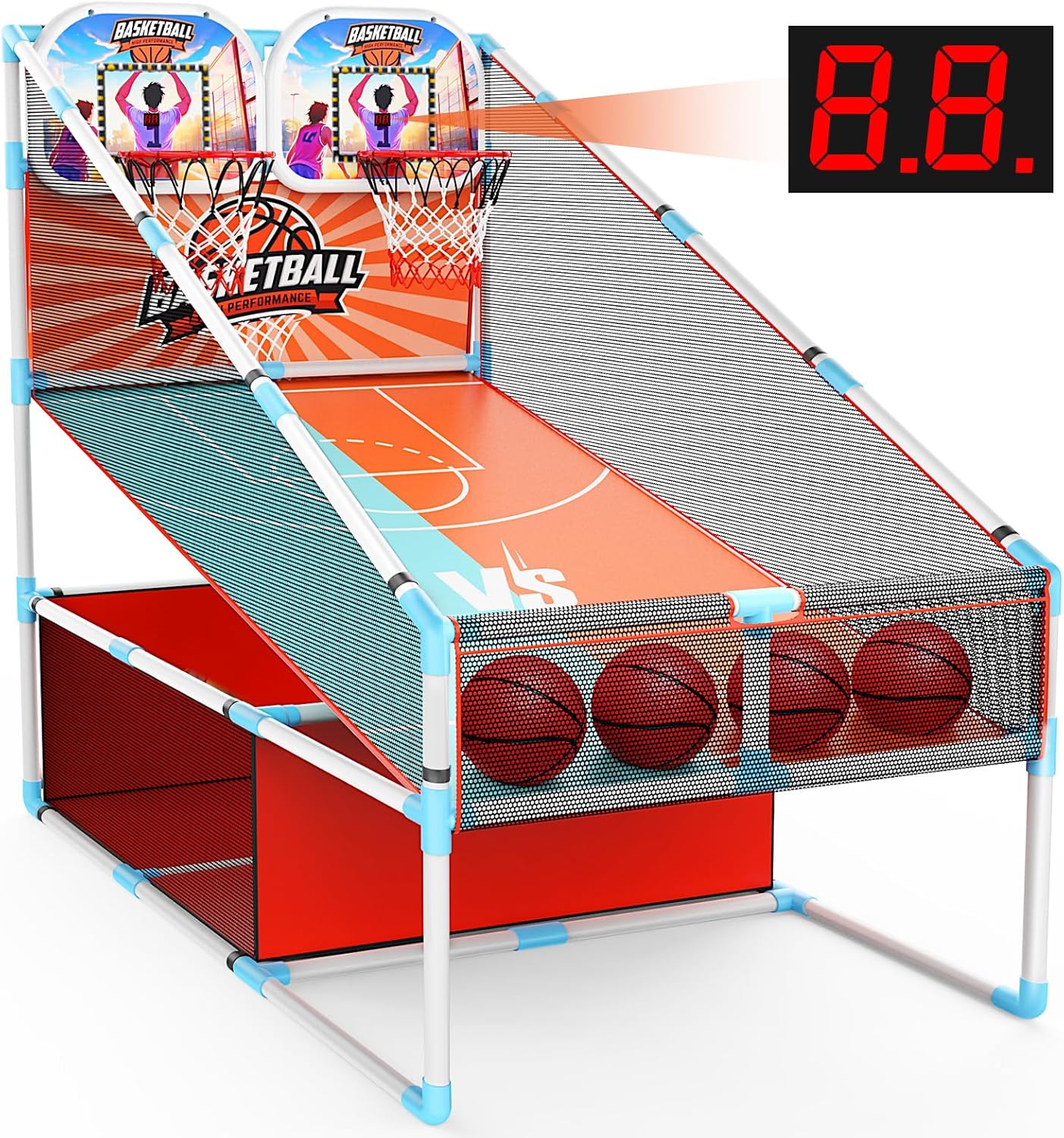 2 Players Arcade Basketball Game Set LED Light Electronic Scoreboard Basketball...