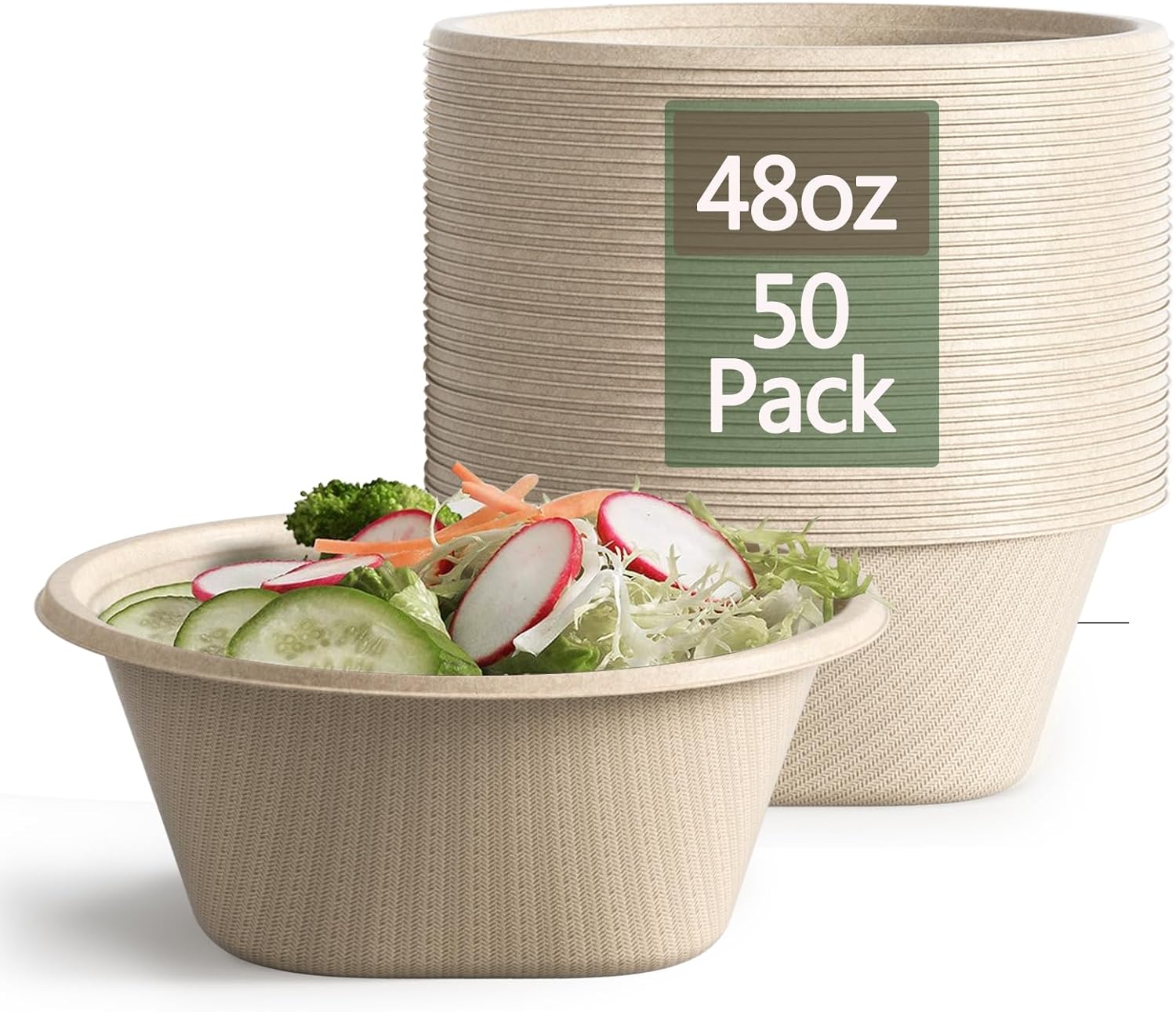 Homestockplus Large Disposable Salad Bowls - Heavy Duty Paper Bowls - Made from...