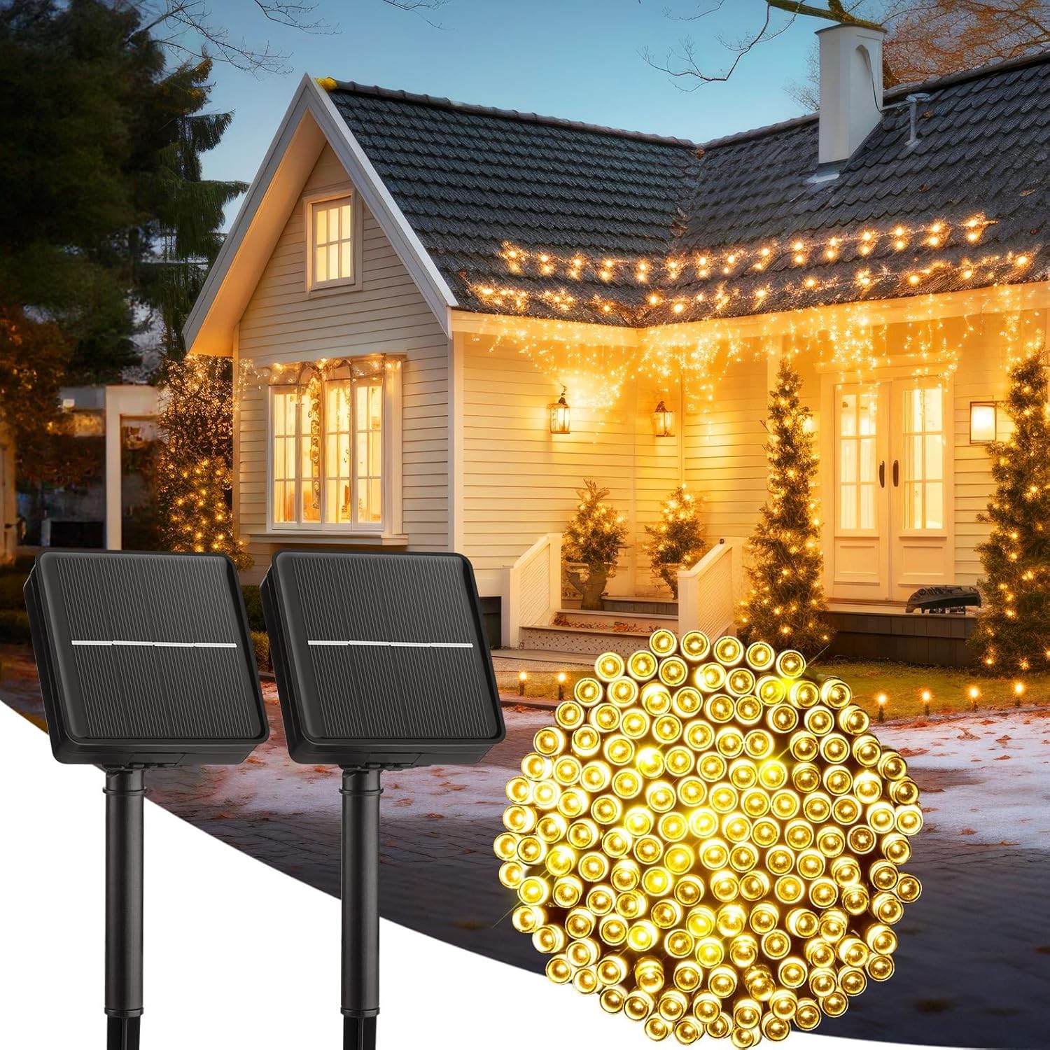 Solar String Lights for Outside, 2-Pack 200LED 78FT Total Solar Lights Outdoor I...