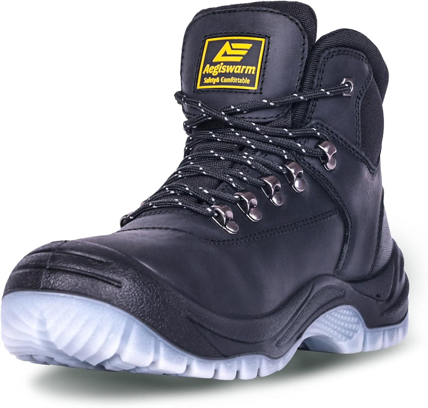 6" Steel Toe Work Boots for Men Waterproof Durable Crazy-Horse Non Slip Industri...