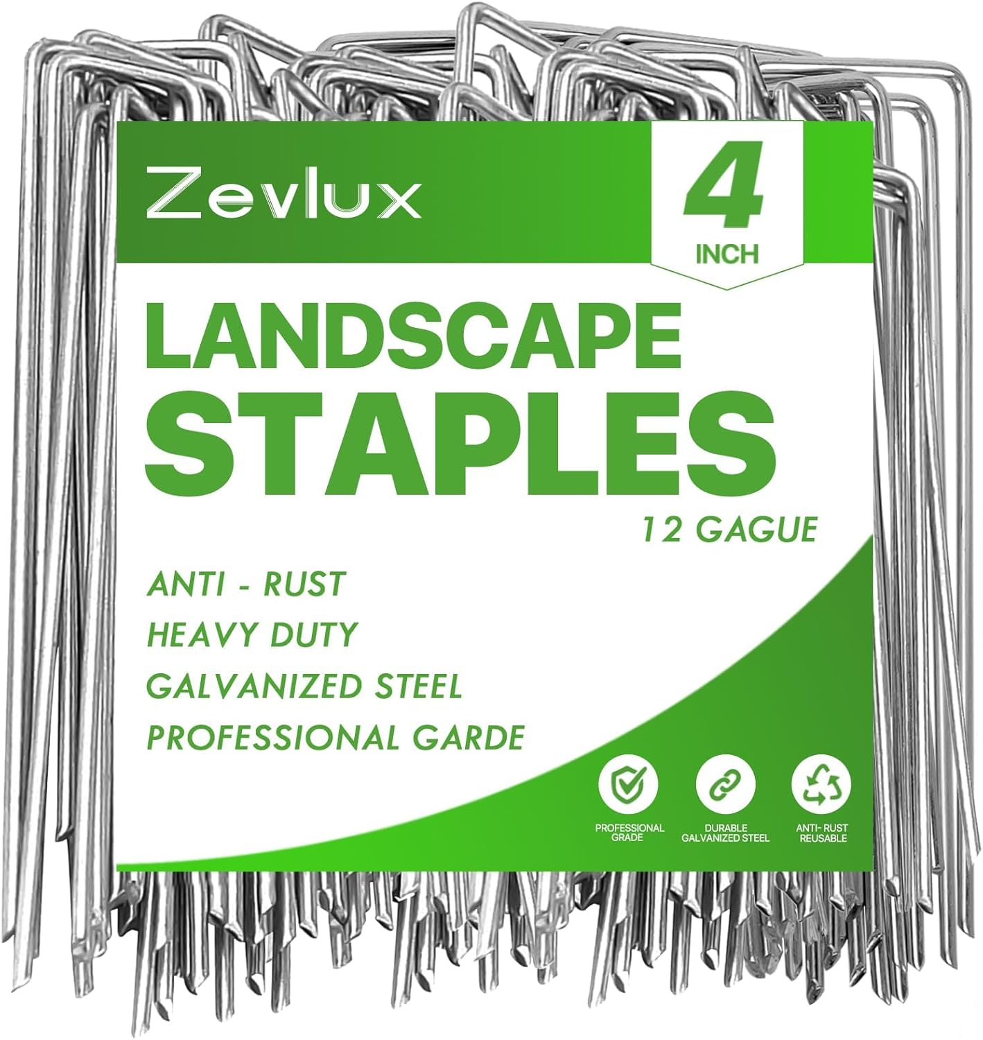 Landscape Staples Galvanized Garden Stakes,4 inch 50 Pack 12 Gauge Heavy Duty Ga...