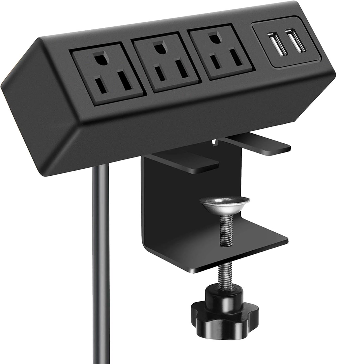 CCCEI 3 Outlet Desk Clamp Power Strip with USB Por...