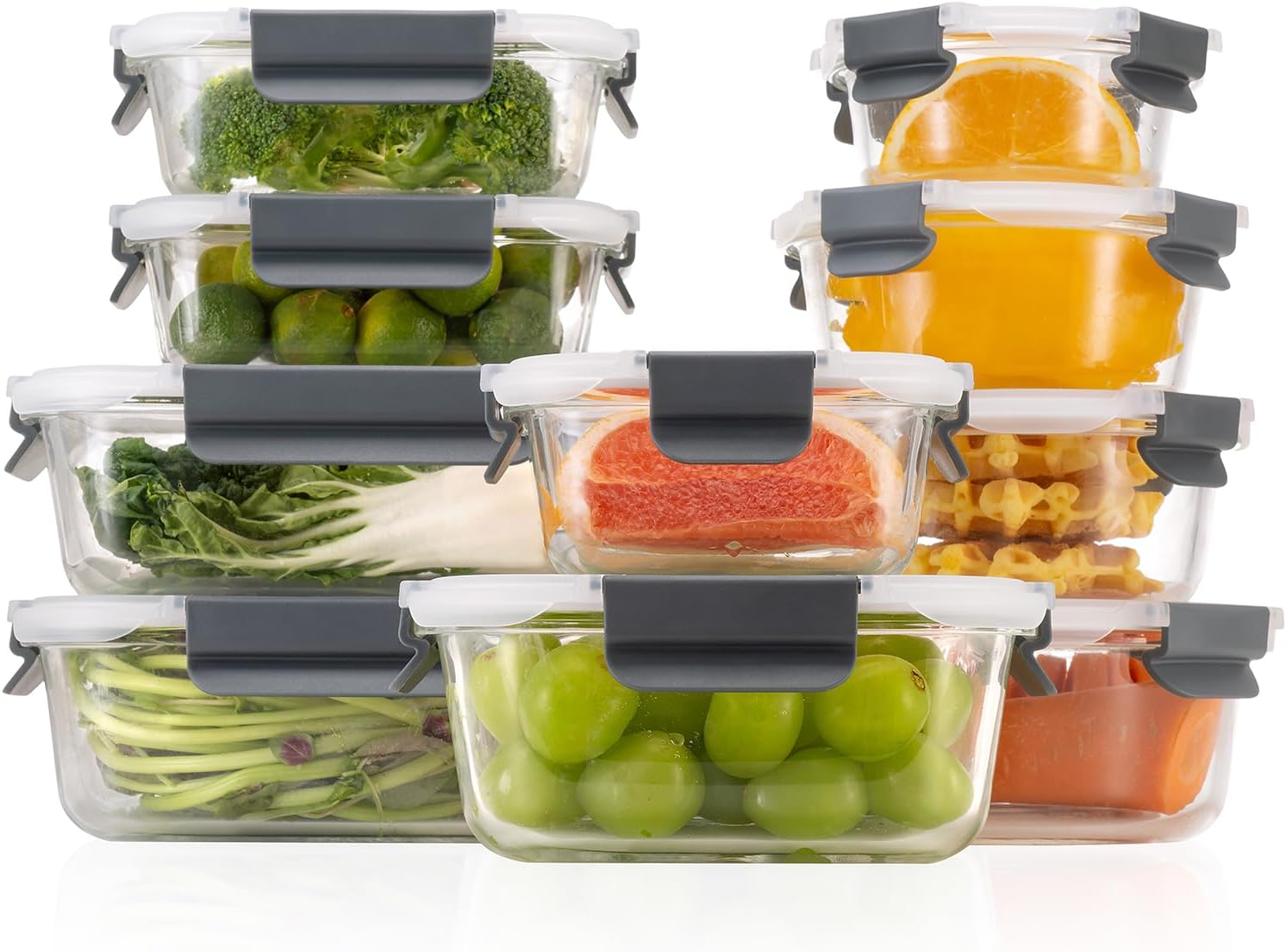 Glass Food Storage Containers with Airtight Lids, Glass Meal Prep Containers for...