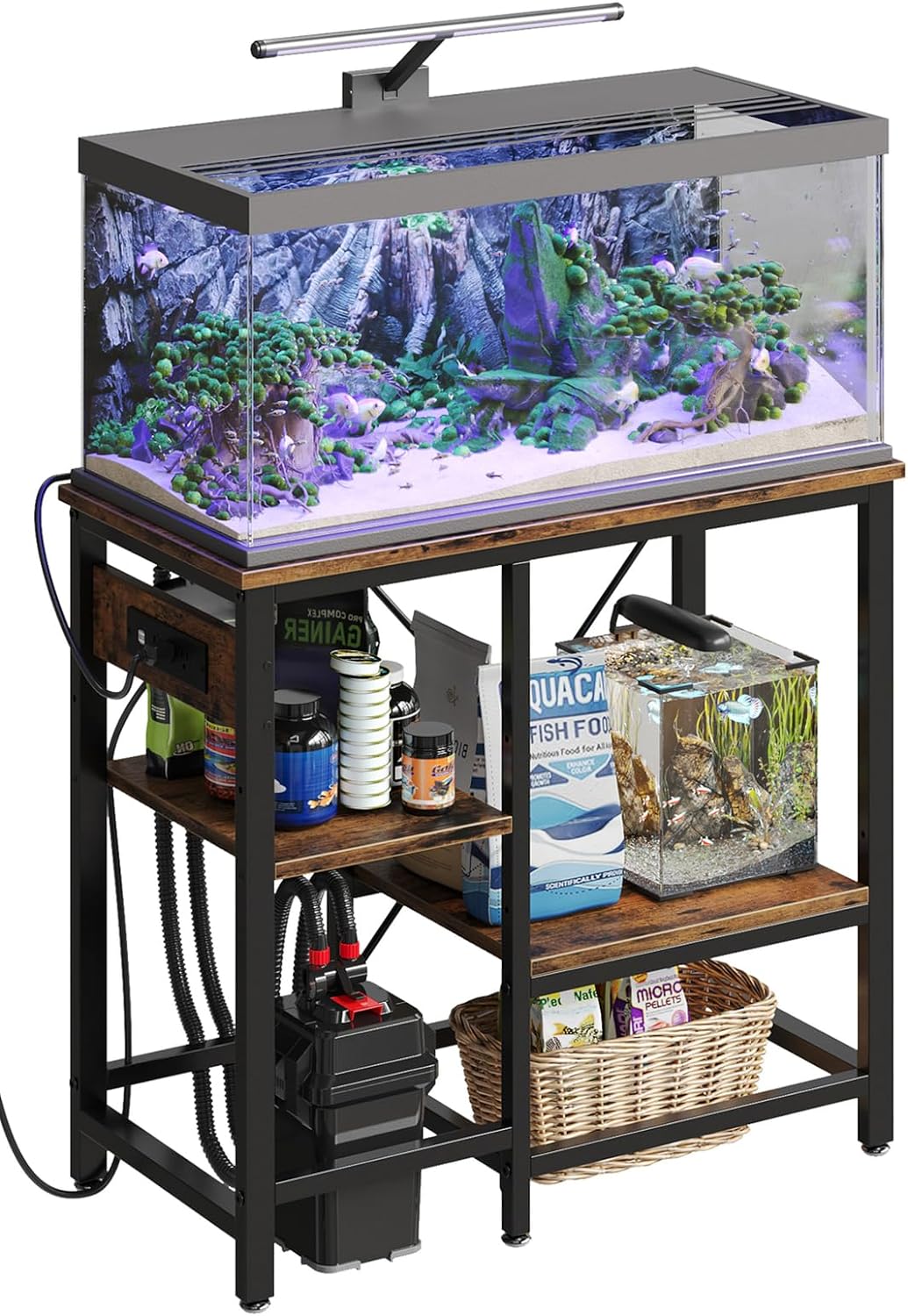 Bestier 20-29-37 Gallon Fish Tank Stand with Power Outlet, 30x13 Metal Aquarium...