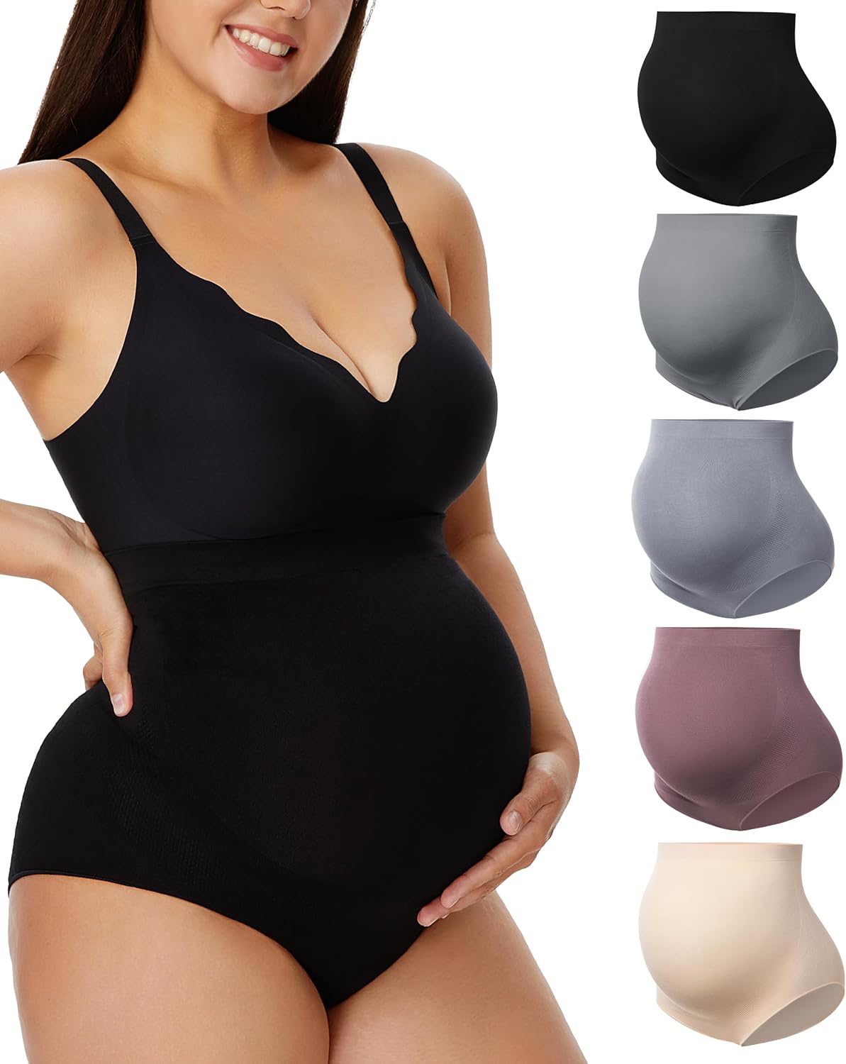 Angelhood Maternity Underwear Over Bump, Seamless Maternity Support Panties, Plu...
