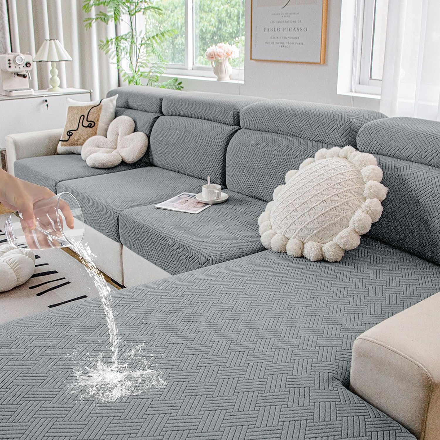 hyha Waterproof Couch Cushion Covers, Stretch Magic Sofa Covers Washable, Waterp...
