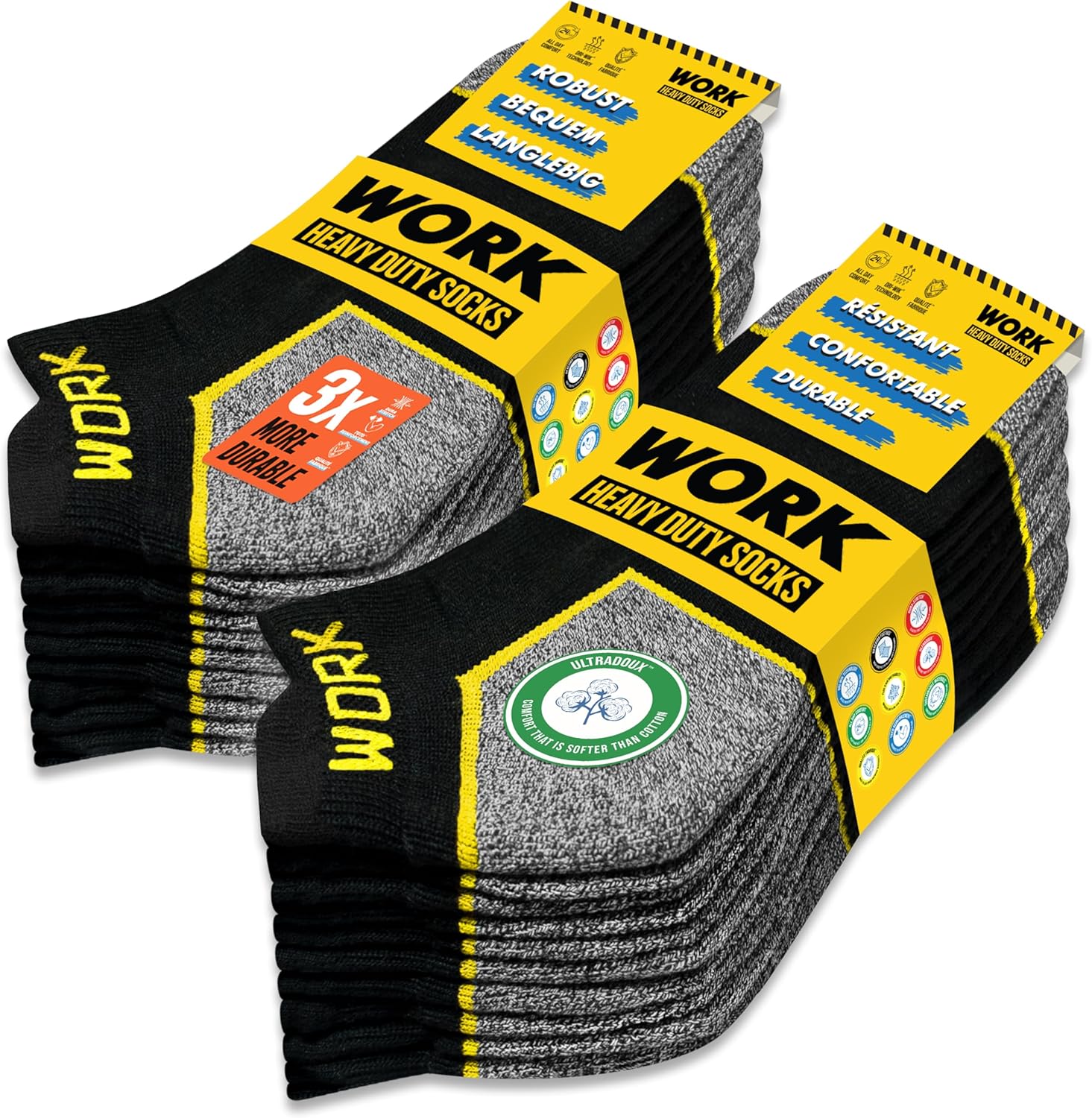 SOXCO Ankle Work Socks Men Ankle Socks Women Black Socks, 10 Pairs 6-8 Black