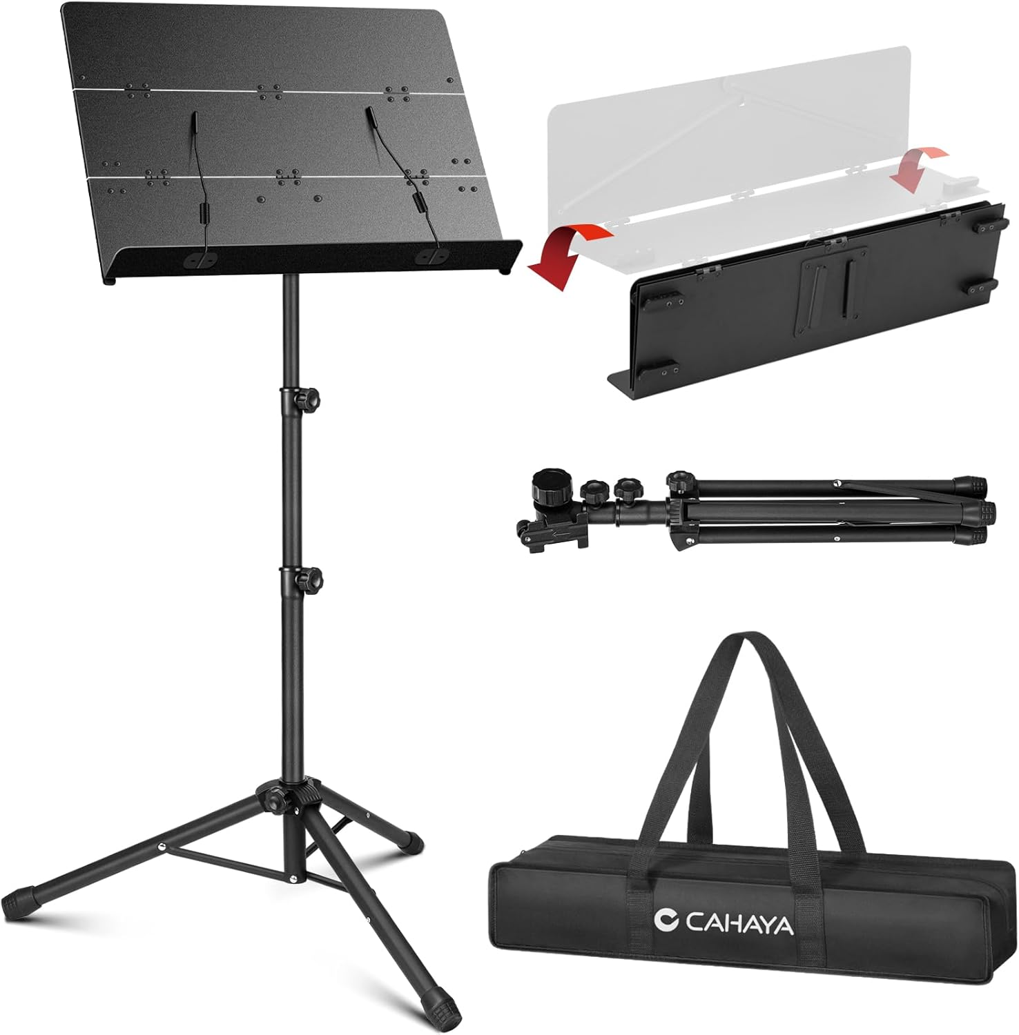 CAHAYA Foldable Sheet Music Stand with Tri-fold Panel Portable Music Stand with...