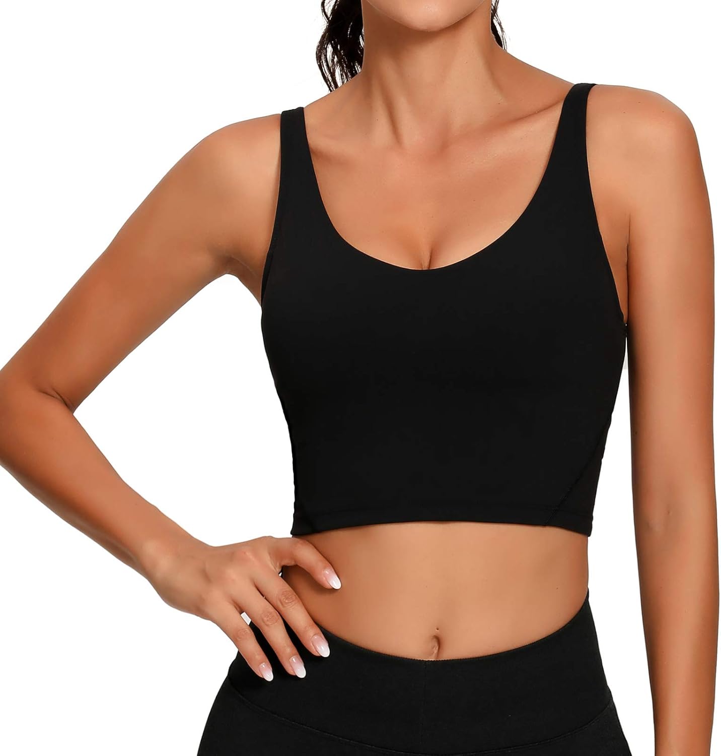 Lemedy Women Sports Bra Longline Crop Tank Top Padded Workout Running Yoga Small...