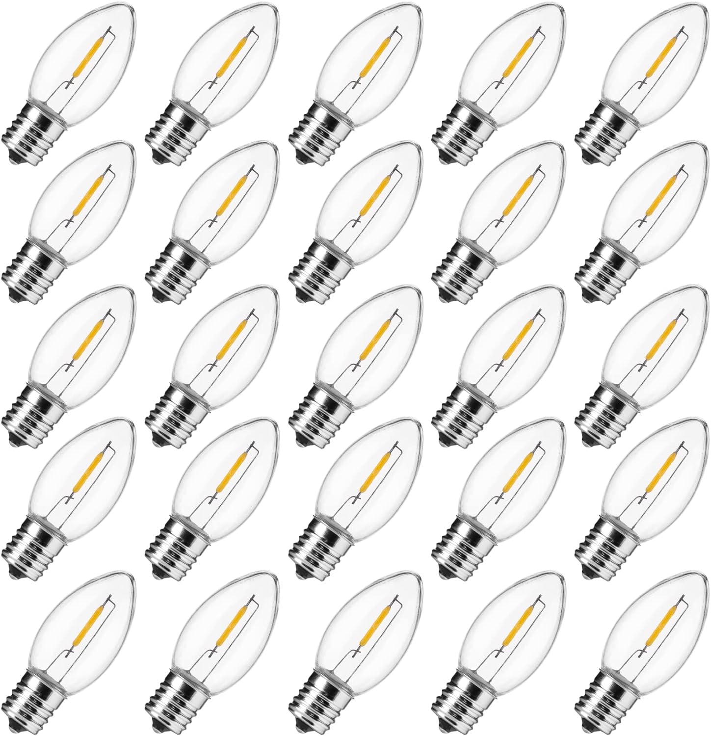 Brightown 25 Pack C9 LED Christmas Light Bulbs, Warm White Plastic C9 Shatterpro...