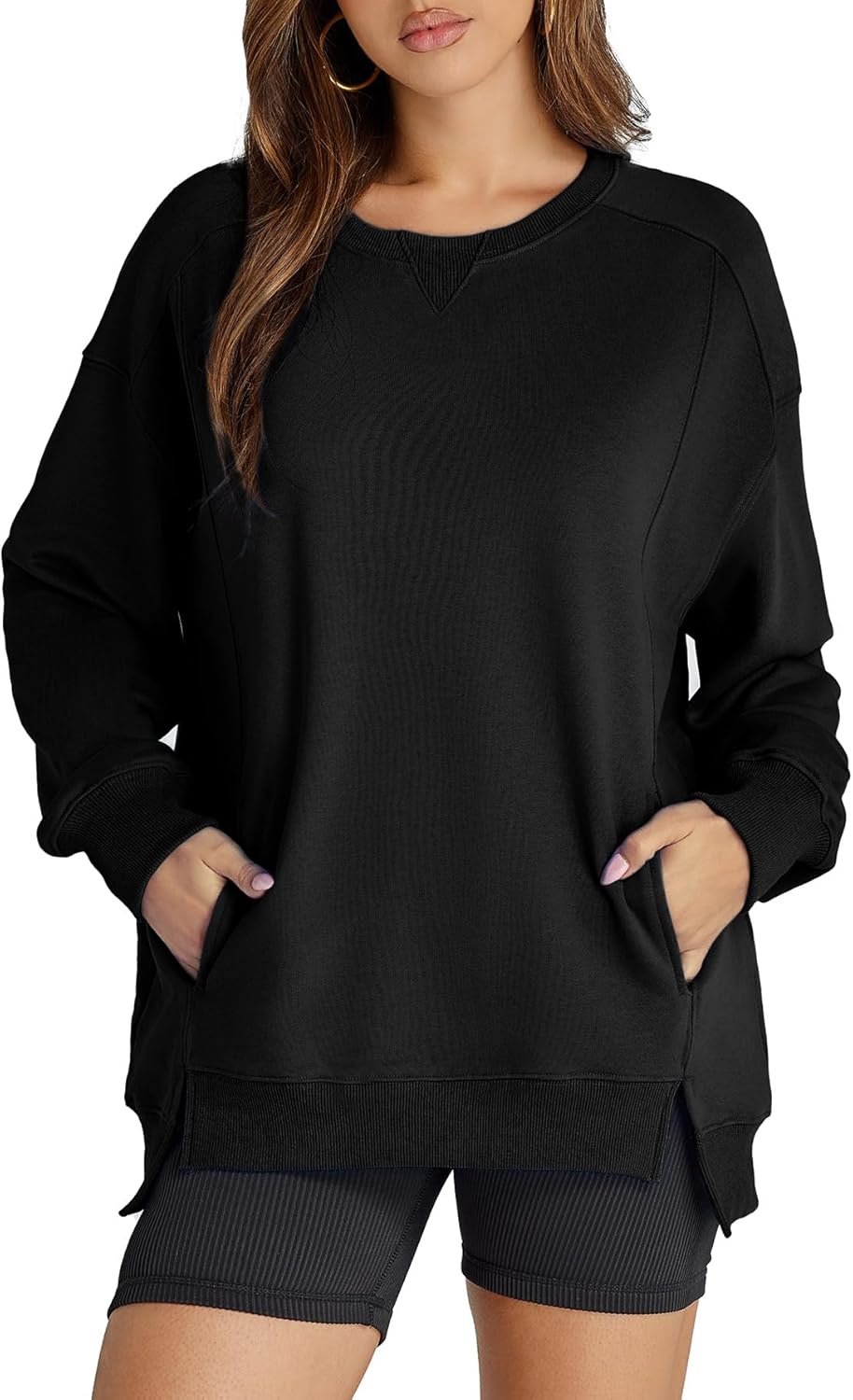 Women's Sweatshirt Casual Crew Neck Sweatshirts Loose Fit Long Sleeve Pullover T...