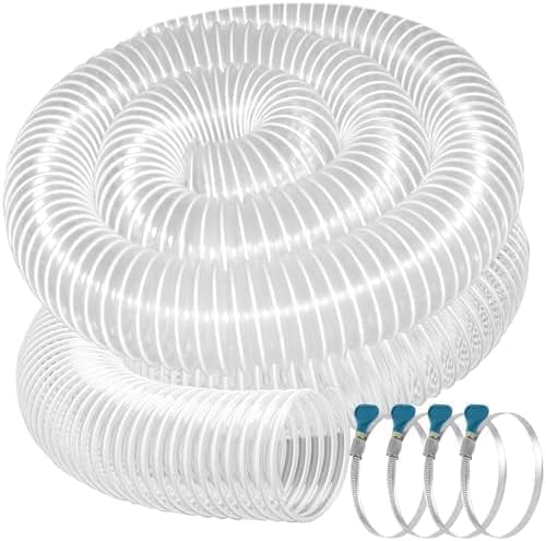 PVC Dust Collection Hose 4" x 20', Flexible Heavy PVC Fume Collection Hose with...