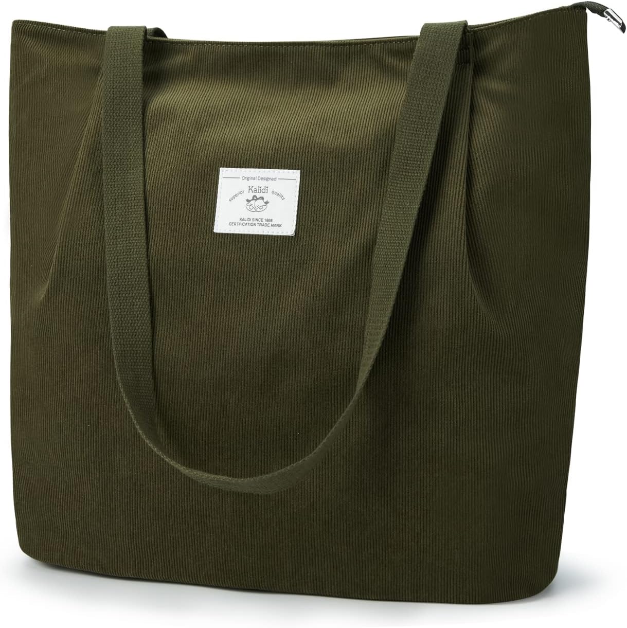 KALIDI Waterproof Corduroy Tote Bag, Special Casual Hobo Shoulder Handbag with Z...