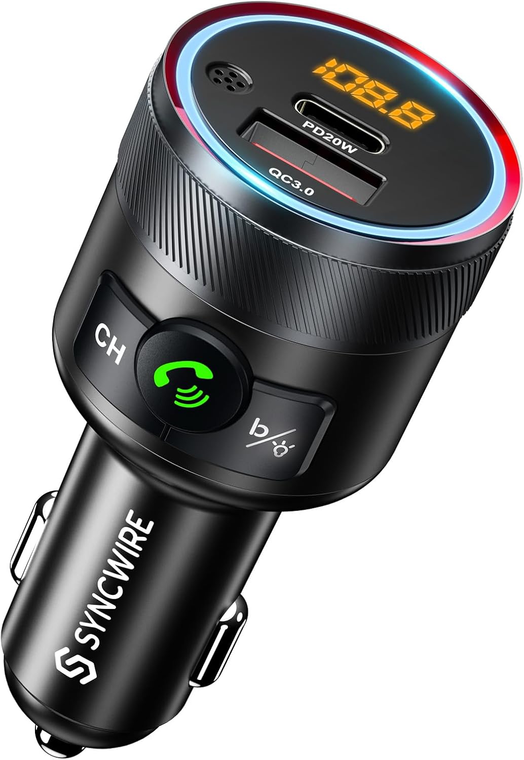 Syncwire Bluetooth 5.3 FM Transmitter for Car, 38W PD&QC3.0 Dual USB Charging Bl...