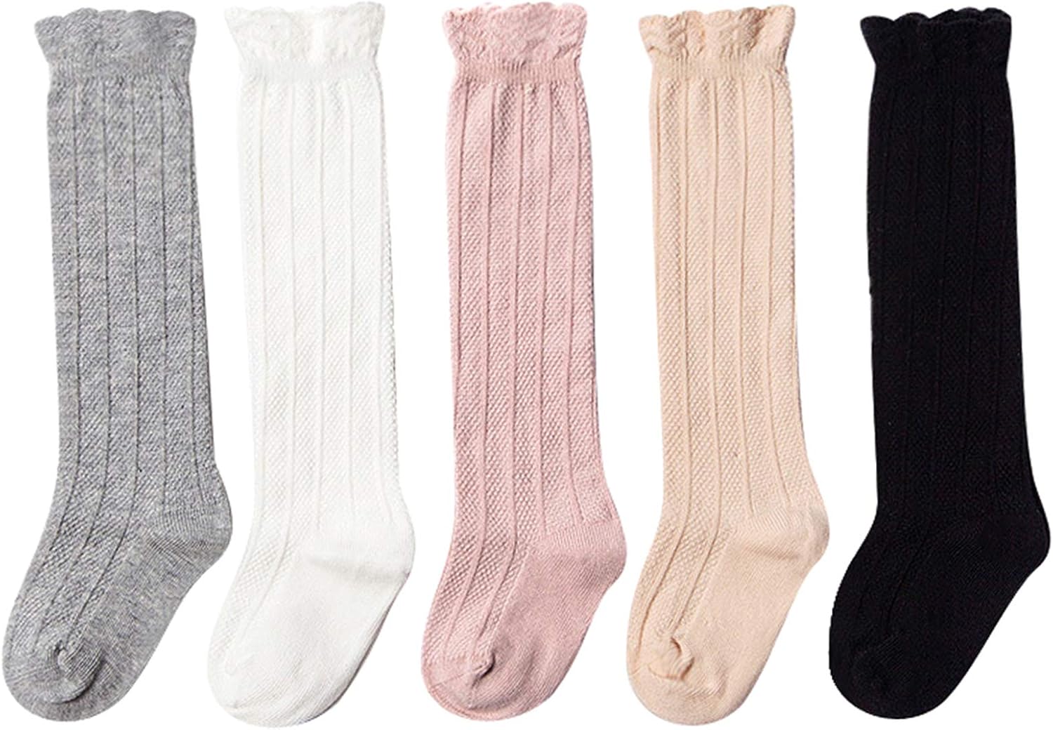 EPEIUS Baby Girls Boys Uniform Knee High Socks Tube Ruffled Stockings Infants an...