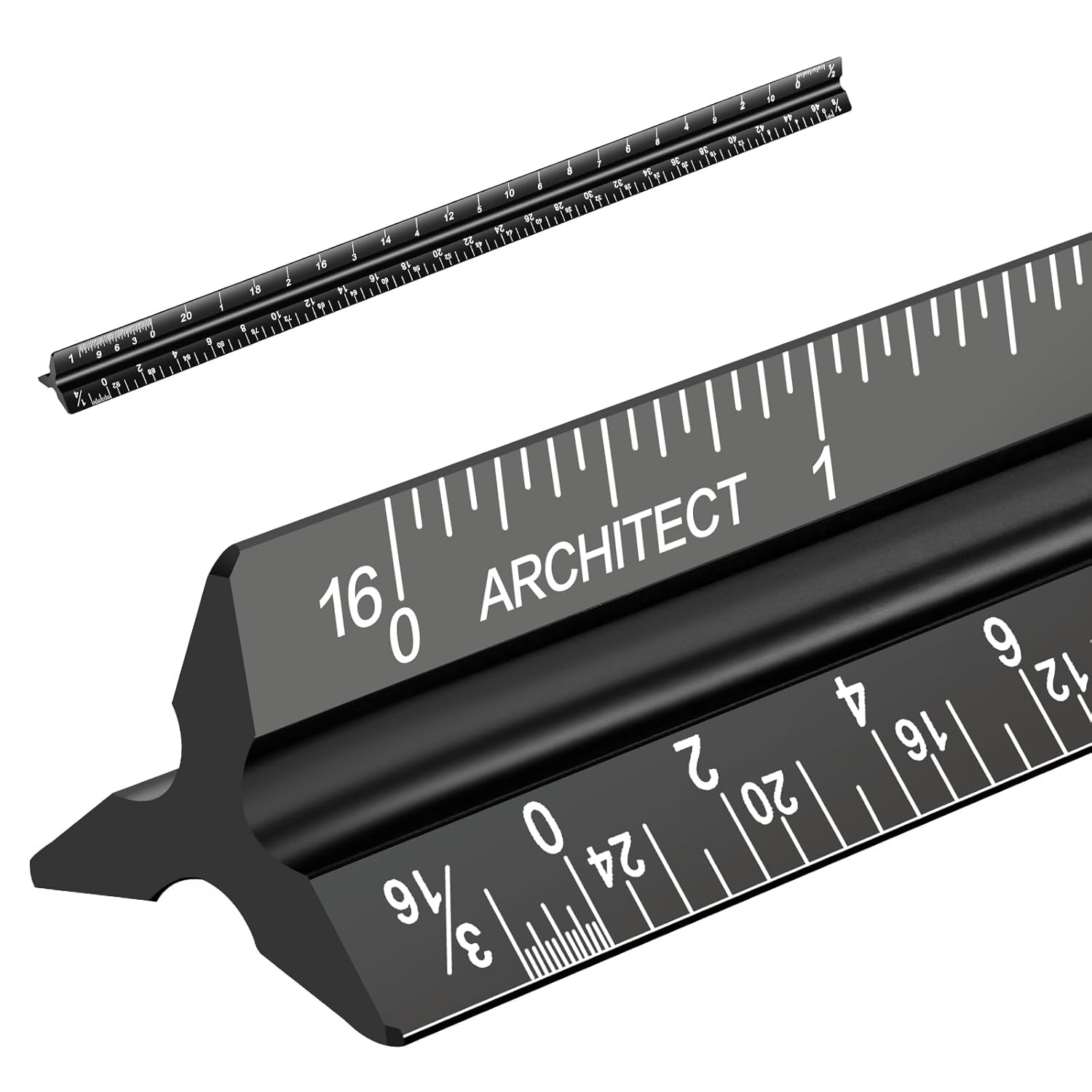 Architectural Scale Ruler, Imperial Measurements 12'', Laser-Etched Aluminum Arc...