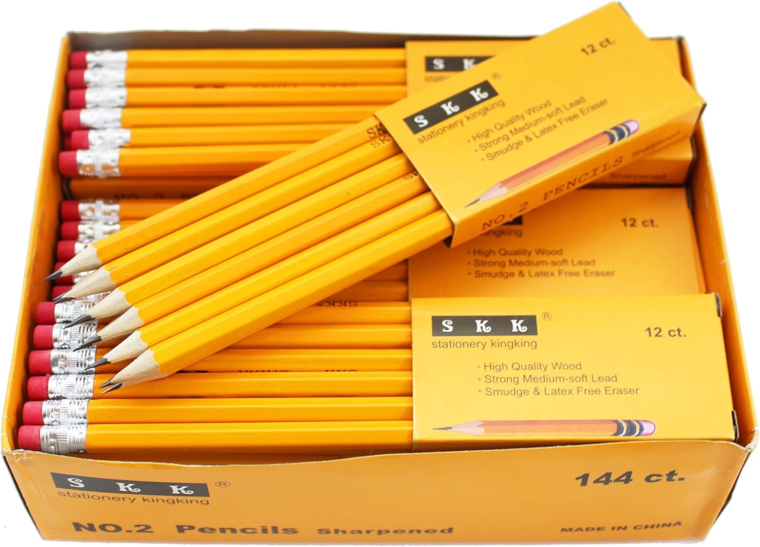 SKKSTATIONERY Pre-sharpened pencils, Pencils Sharpened with eraser top, 2 HB pen...