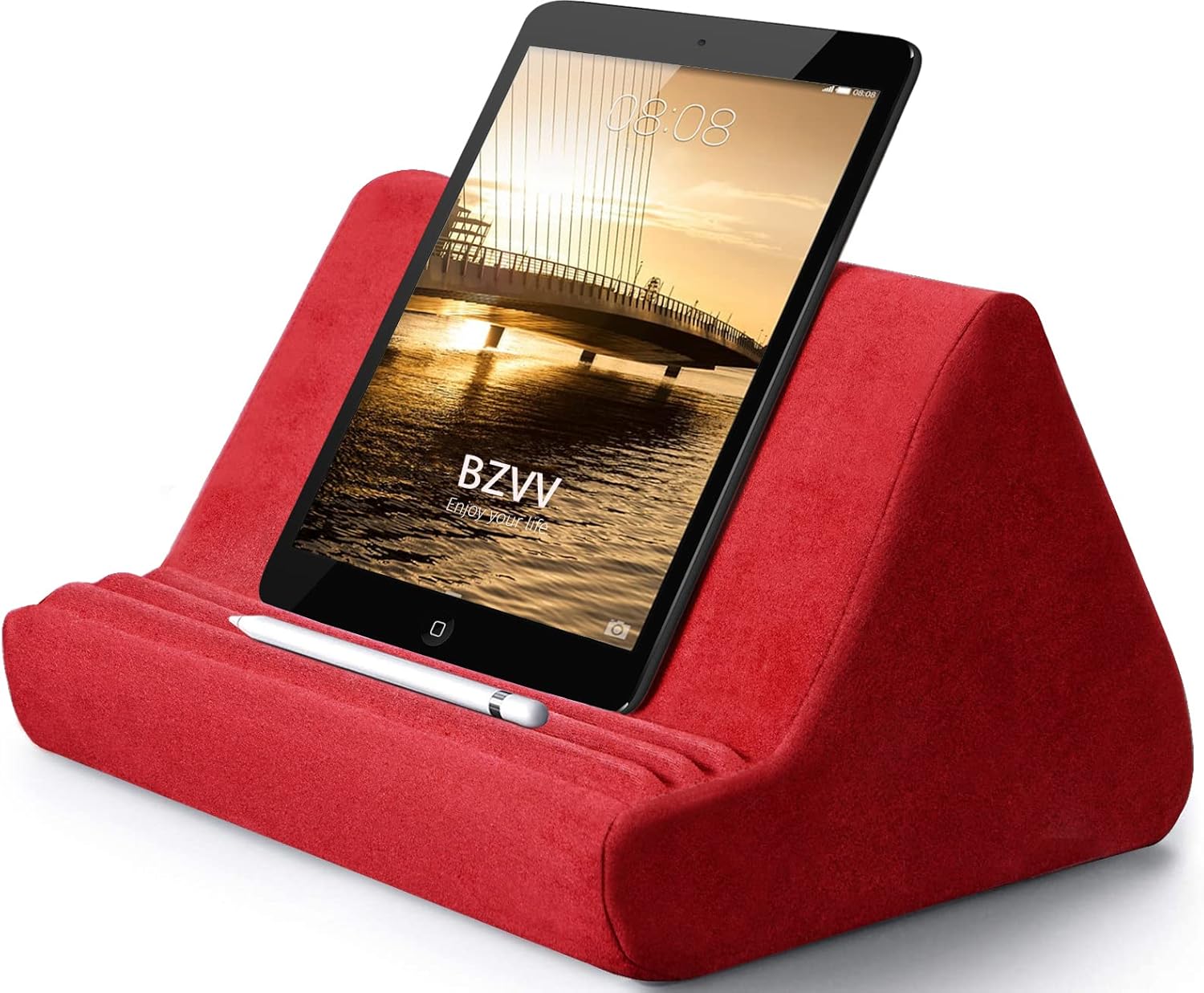 Soft Tablet Stand Pillow with Pocket,Tablet Cushion Stand,Adjustable 3 Viewing A...