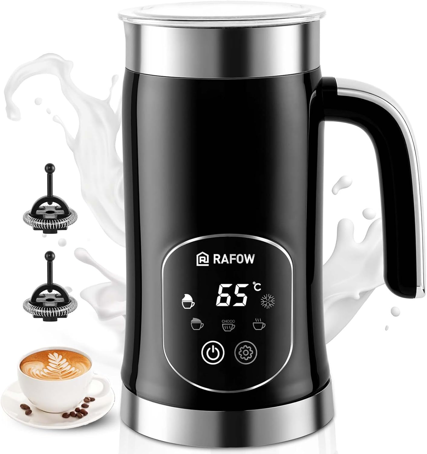 5-in-1 Milk Frother and Steamer - Upgraded Automatic Milk Steamer 11.8oz Hot & C...