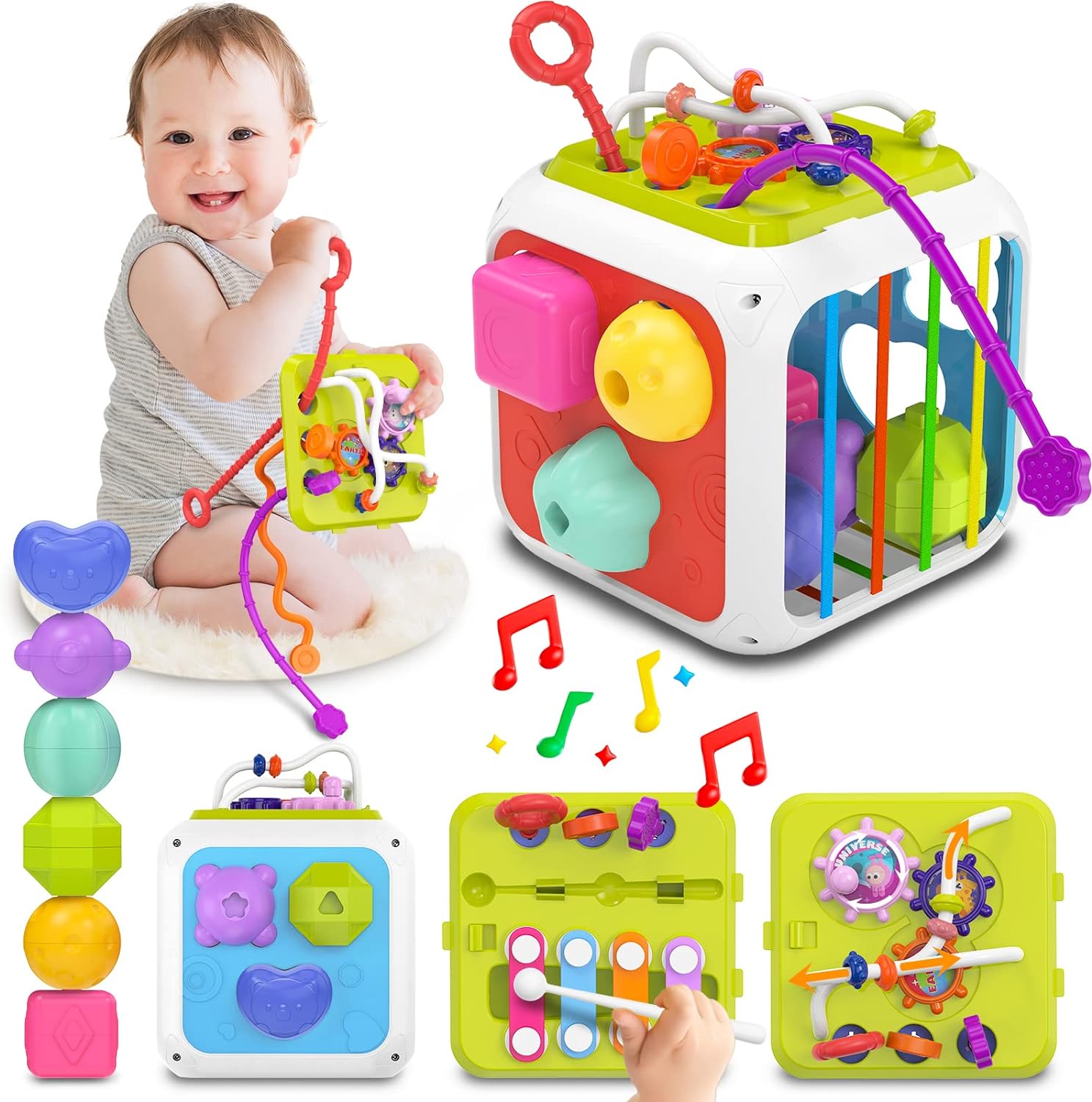 Montessori Toys for 1 Year Old Girls Boys, Baby Sorter Toys Learning Activity Cu...