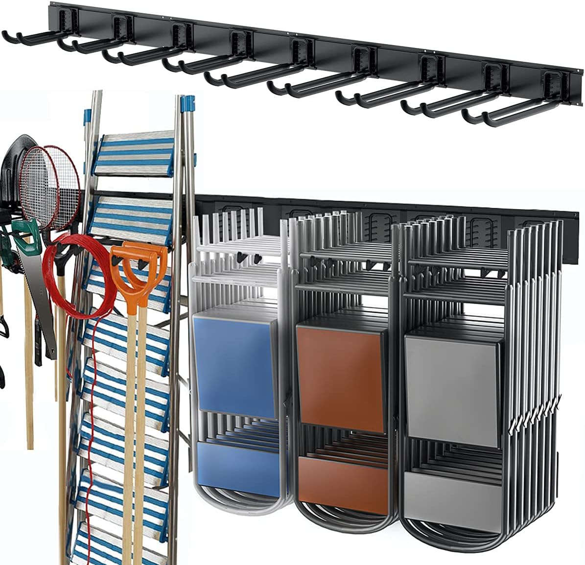 TORACK Tool Storage Rack, Heavy Duty Steel Garage Wall Mount Garden Tool Organiz...